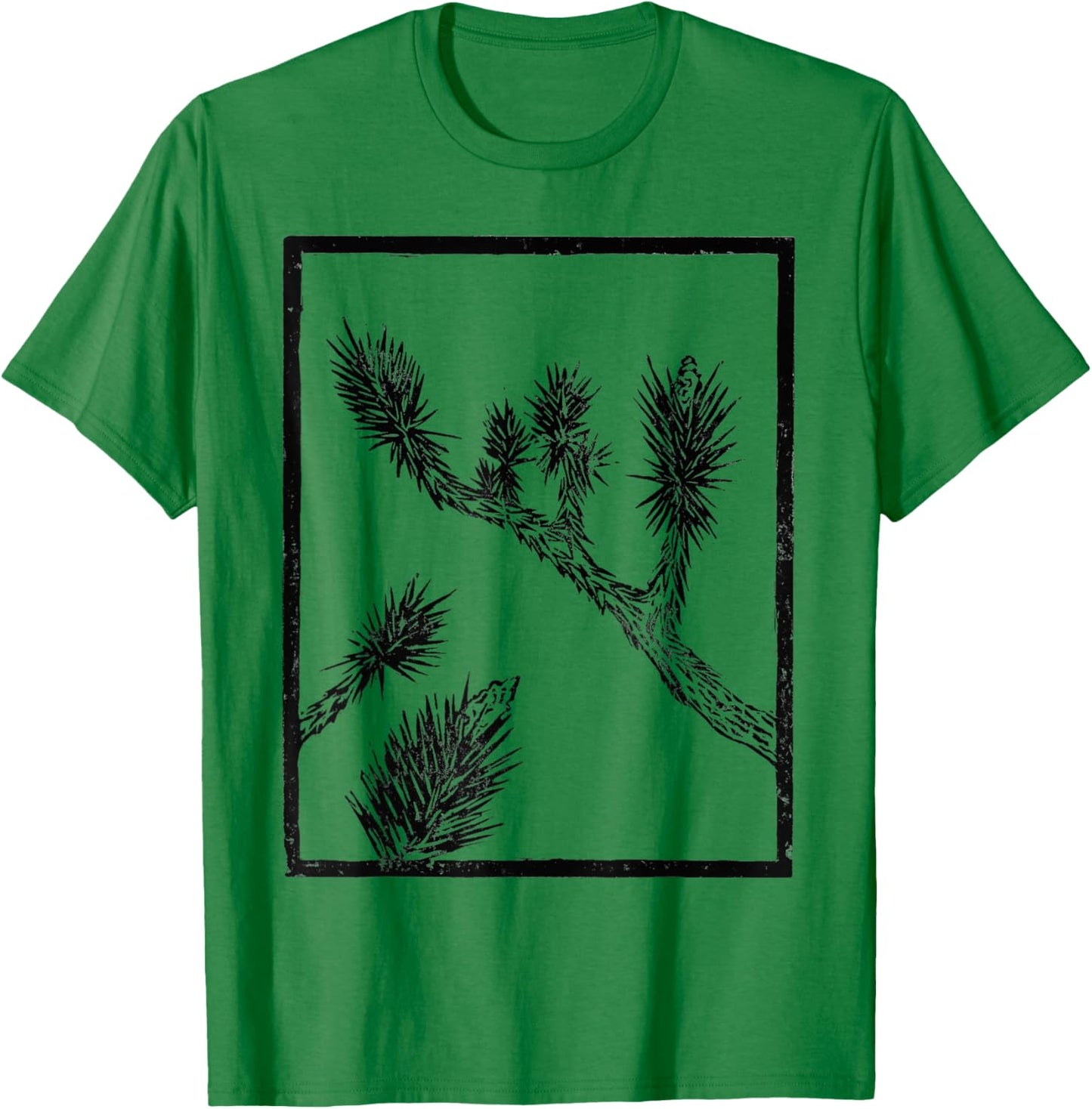Joshua Tree Linocut Print - Black Ink T-Shirt - T-Shirt | Irish Green