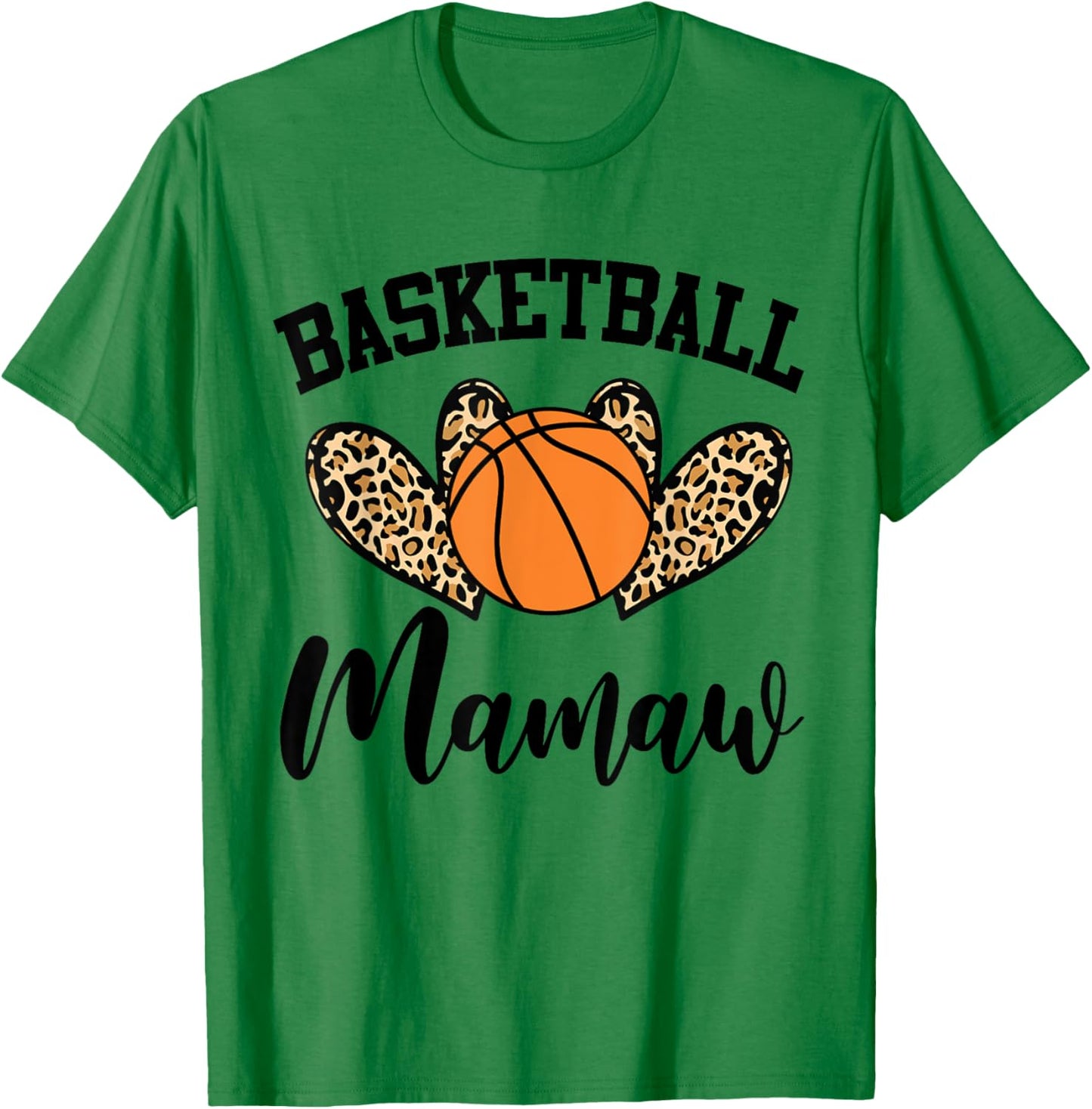 Basketball Mamaw Leopard Heart Funny T-Shirt - T-Shirt | Irish Green
