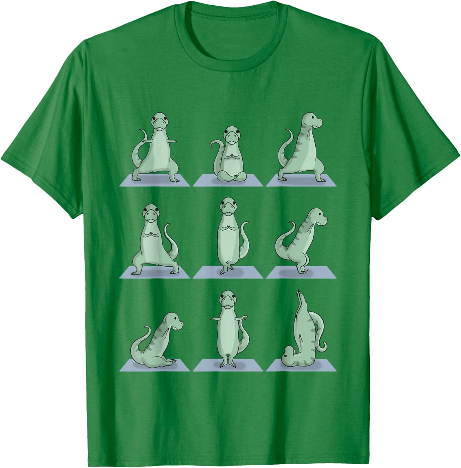 Tyrannosaurus T-Rex Dinosaur Yoga Pose Zen Exercise Yogi T-Shirt - T-Shirt | Irish Green
