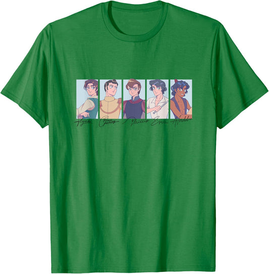 Disney Princess Princes Manga Version Group Shot Big Panels T-Shirt - T-Shirt | Irish Green