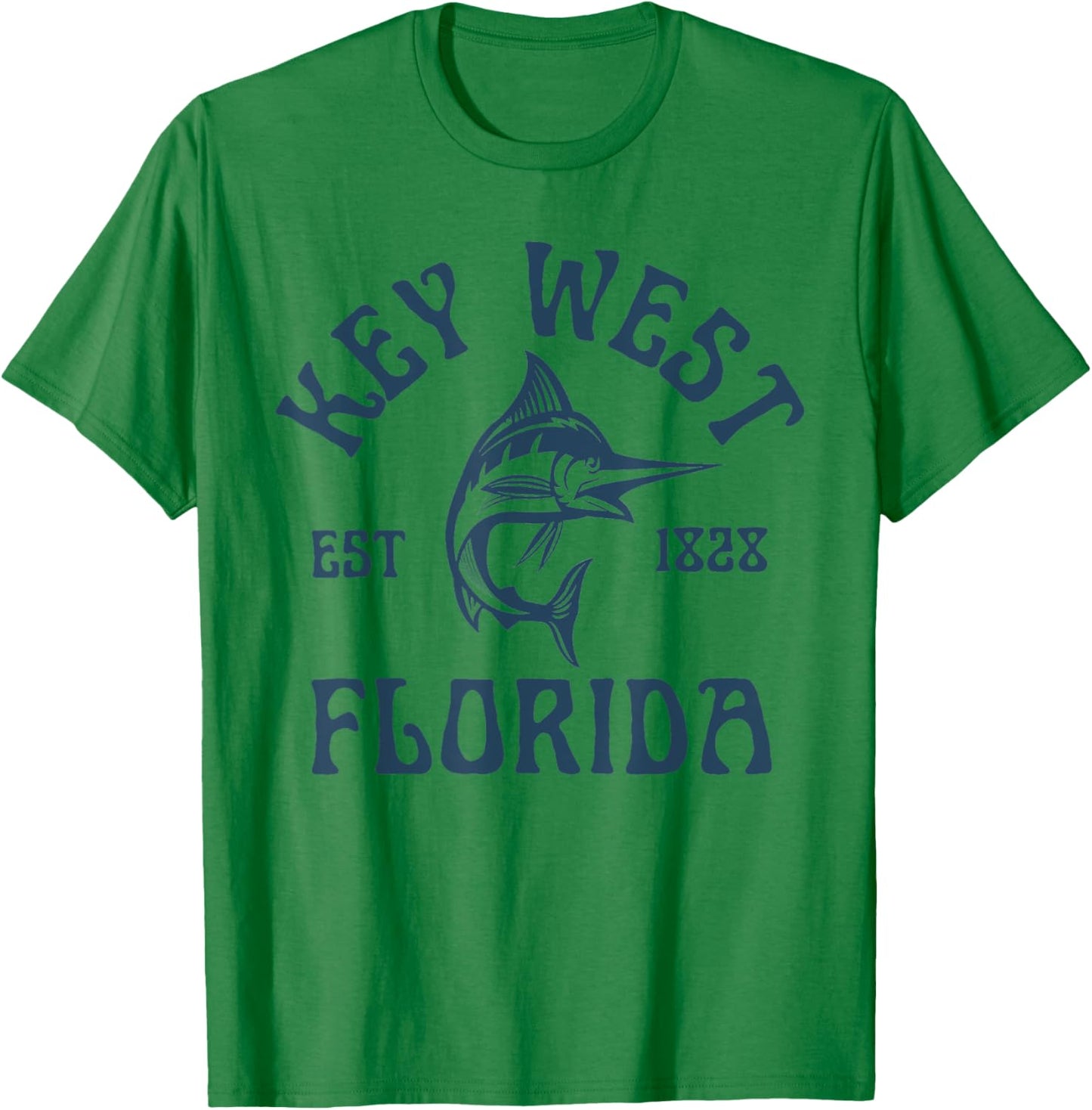 Key West Florida Fishing Marlin Travel Keys Fish Beach Men Women Kids T-Shirt - T-Shirt | Irish Green