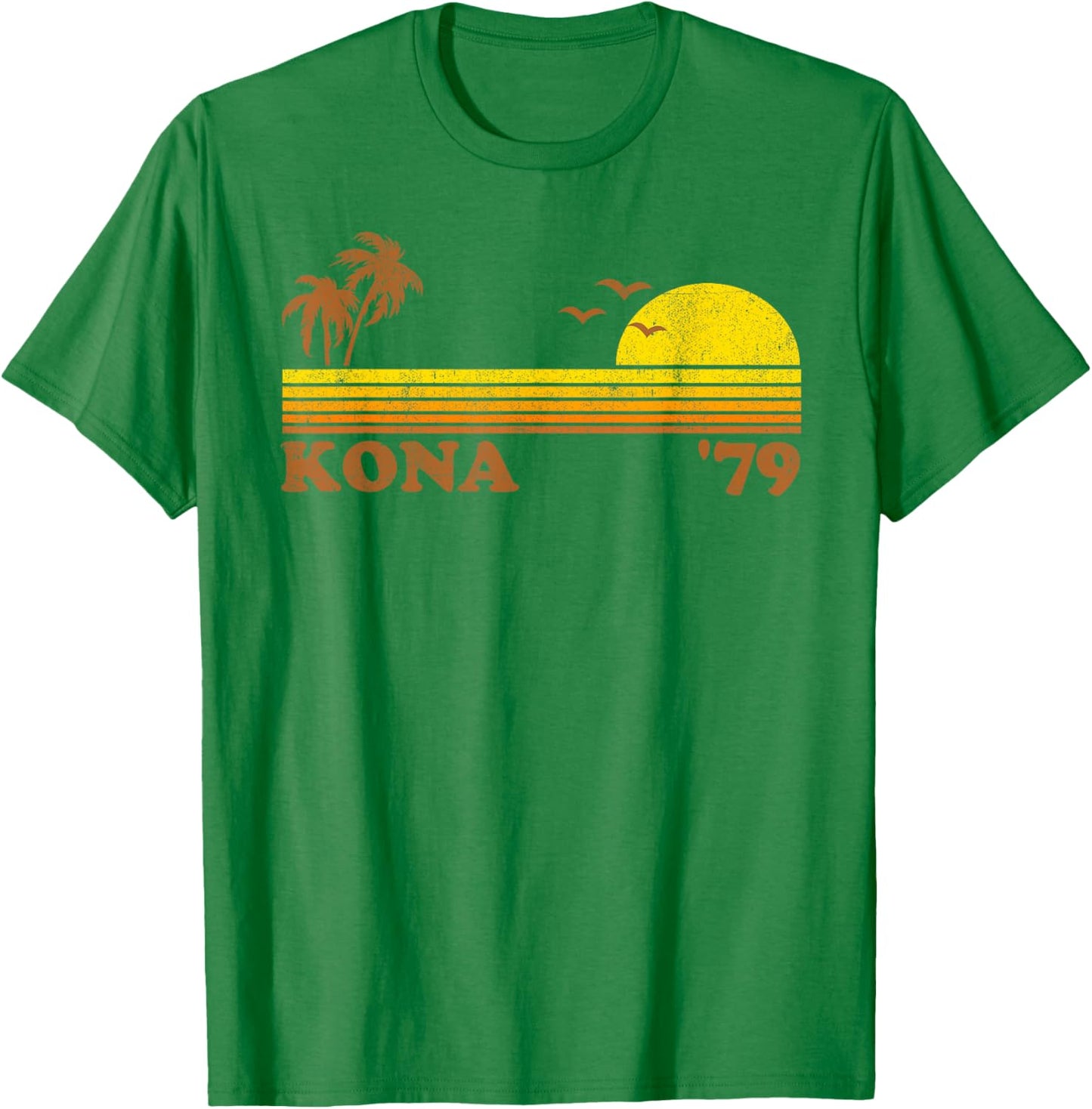 Vintage Kona Hawaii Beach Retro Hawaiian Surfing 70's Gift T-Shirt - T-Shirt | Irish Green