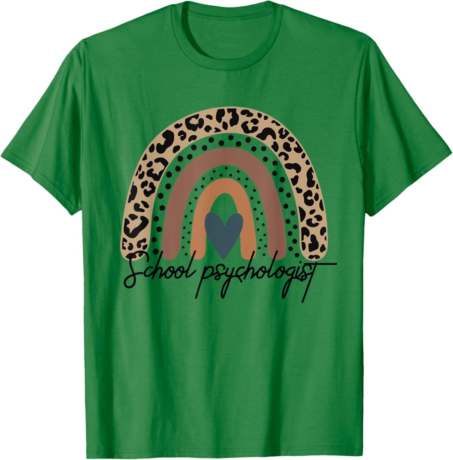 School Psychologist Leopard Rainbow Psychology T-Shirt - T-Shirt | Irish Green