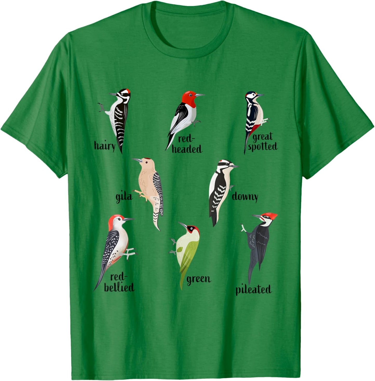 Types of Woodpecker Bird watching Wildlife T-Shirt - T-Shirt | Irish Green