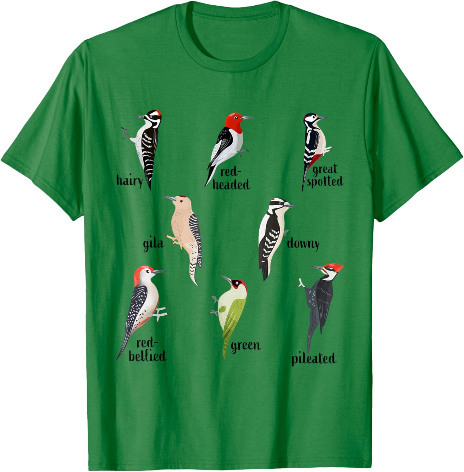 Types of Woodpecker Bird watching Wildlife T-Shirt - T-Shirt | Irish Green