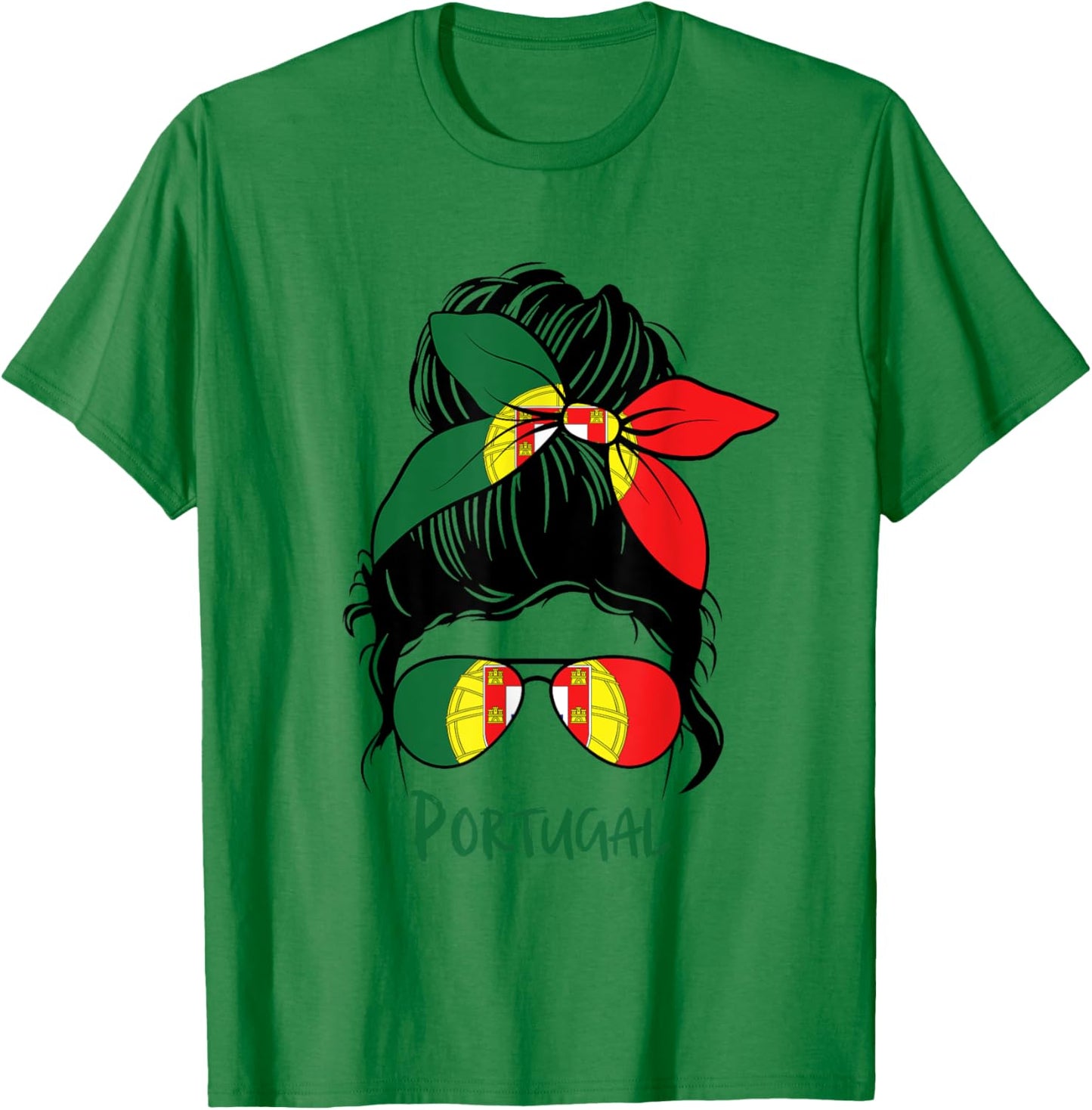 Portuguese Girl Bandana Flag Colors Proud Portugal Woman T-Shirt - T-Shirt | Irish Green