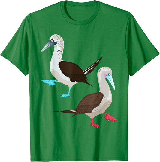 Blue and Red Footed Booby Bird T-Shirt - T-Shirt | Irish Green