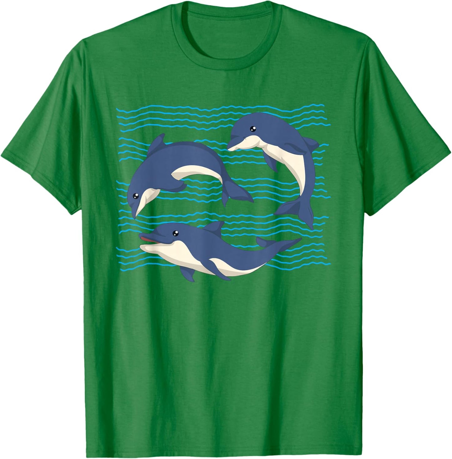 Sea Creatures Ocean Dolphins Waves Dolphin T-Shirt - T-Shirt | Irish Green