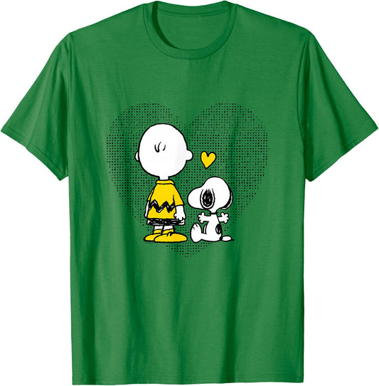 Peanuts Charlie Brown Snoopy Dot Heart T-Shirt - T-Shirt | Irish Green