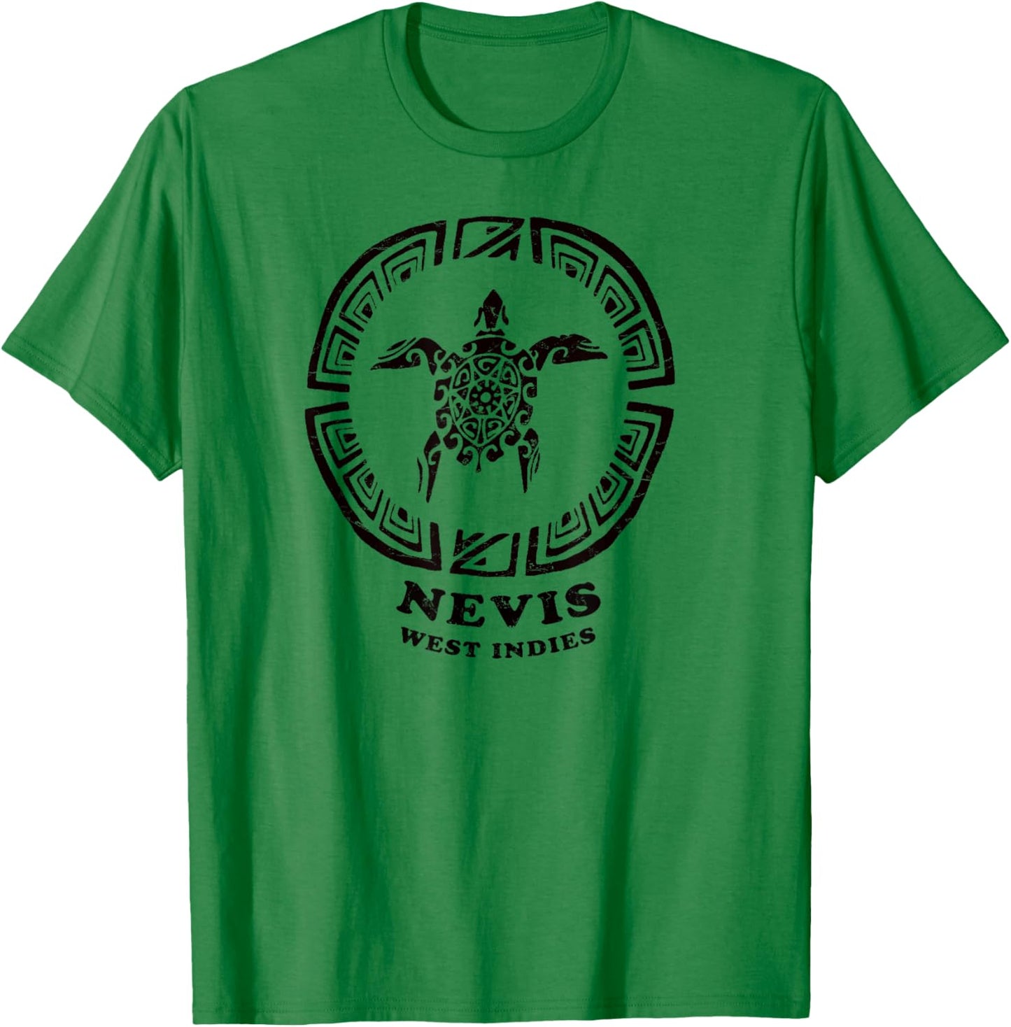 Nevis, West Indies Vintage Tribal Sea Turtle Vacation T-Shirt - T-Shirt | Irish Green