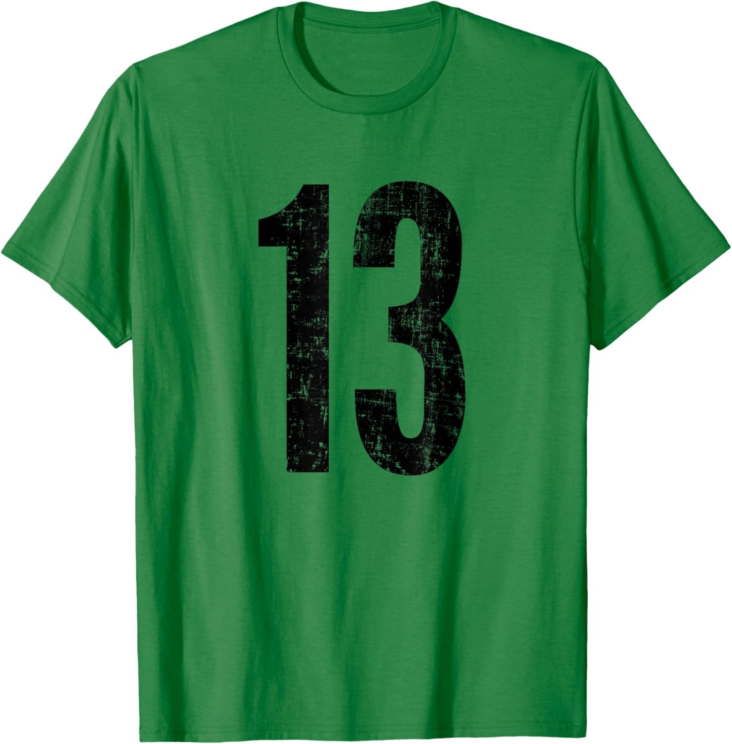 Number 13 Distressed Vintage Thirteen Sport Training Team T-Shirt - T-Shirt | Irish Green