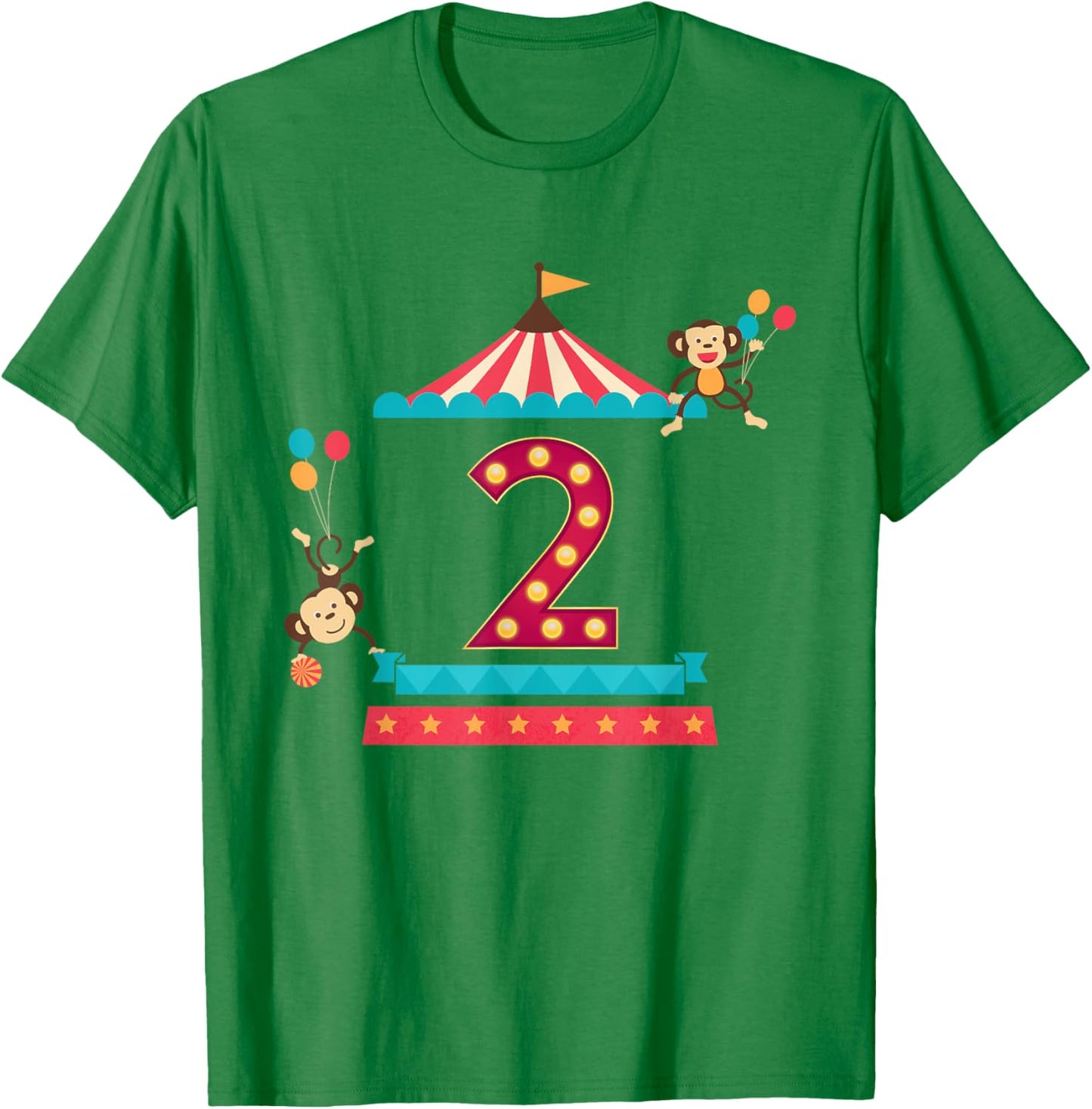 2nd Birthday Circus Top Monkeys 2 Year Old Toddler Carnival T-Shirt - T-Shirt | Irish Green