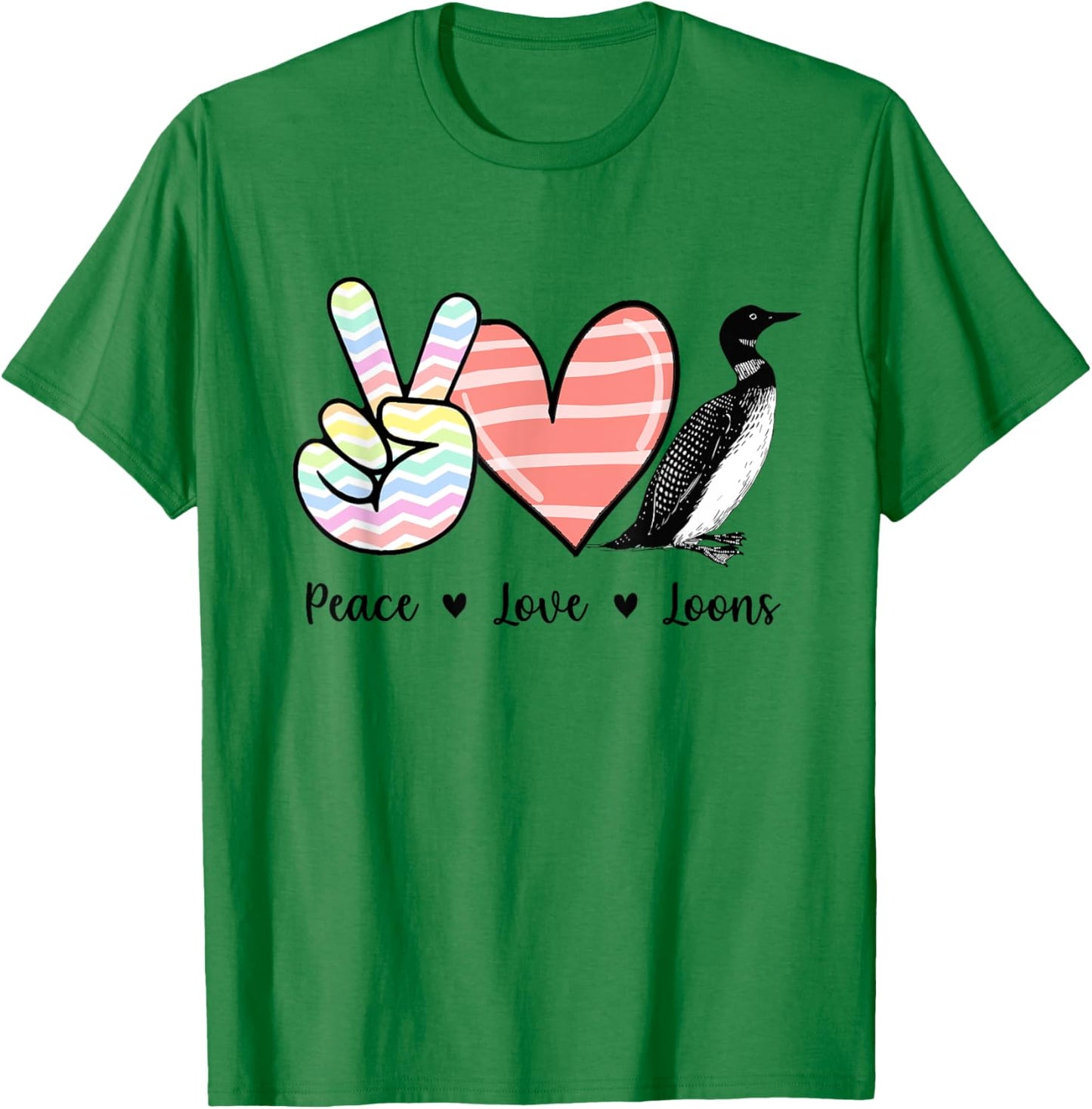 Peace love loons Loon bird T-Shirt - T-Shirt | Irish Green