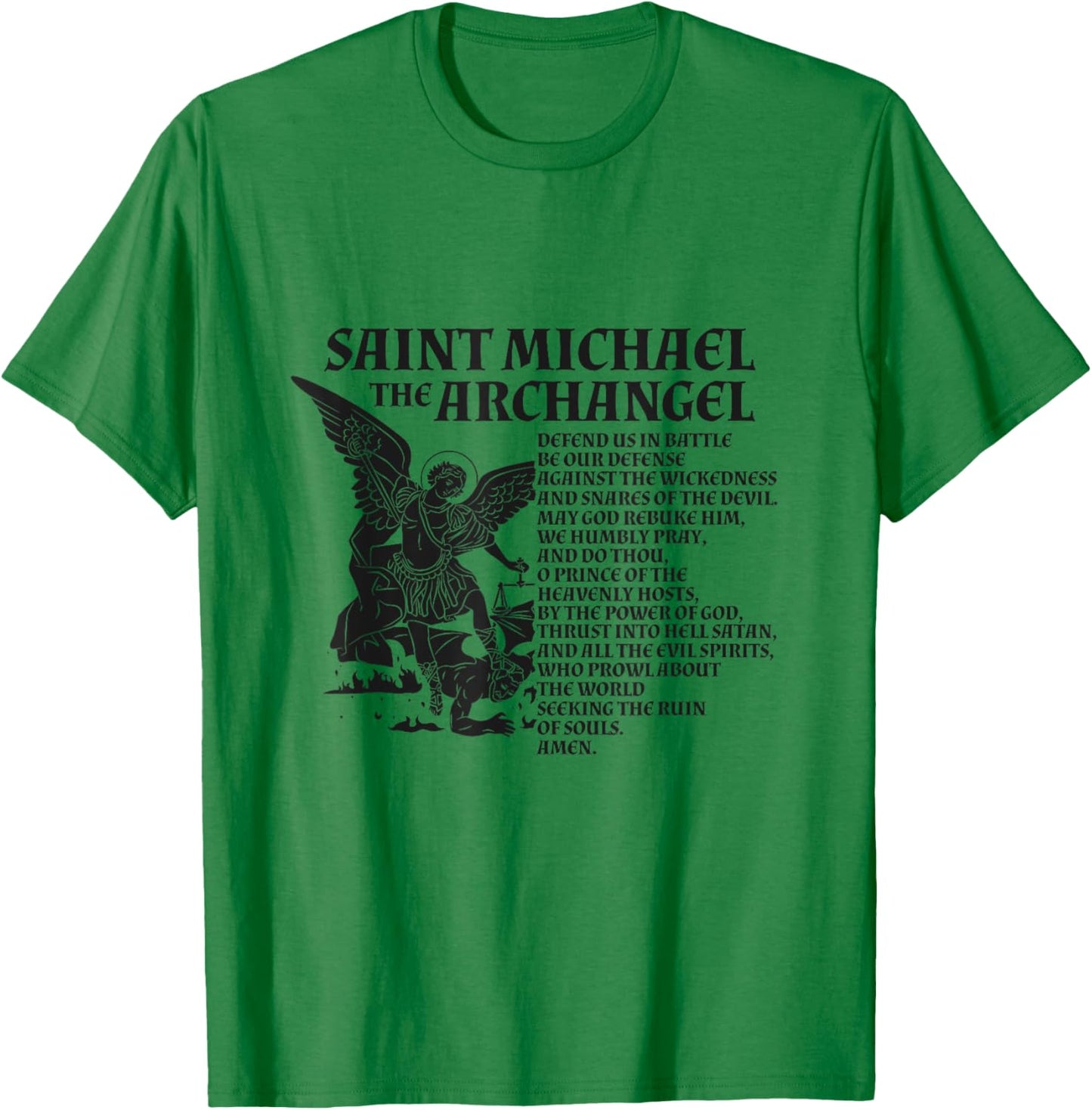 St Michael The Archangel Prayer T-Shirt - T-Shirt | Irish Green