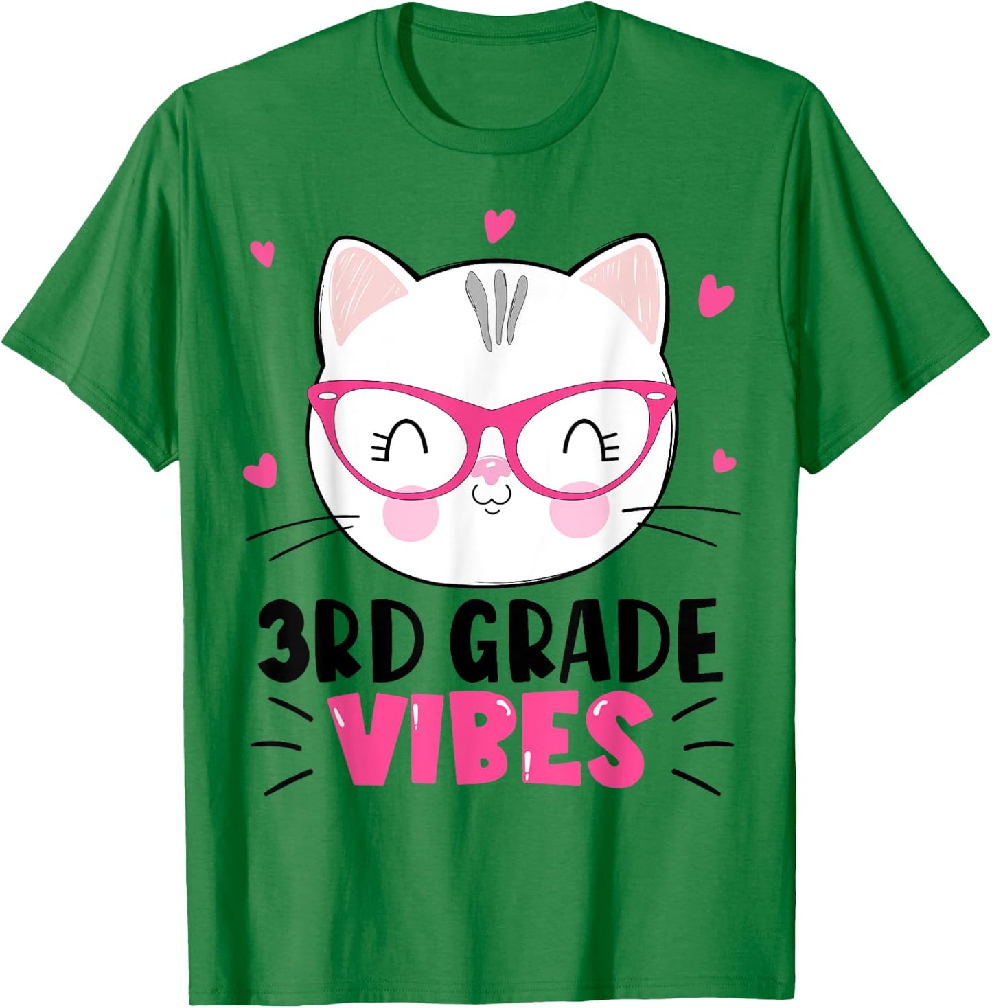 Cute 3rd Grade Vibes Cat Kitten Lover Back To School Girls T-Shirt - T-Shirt | Irish Green