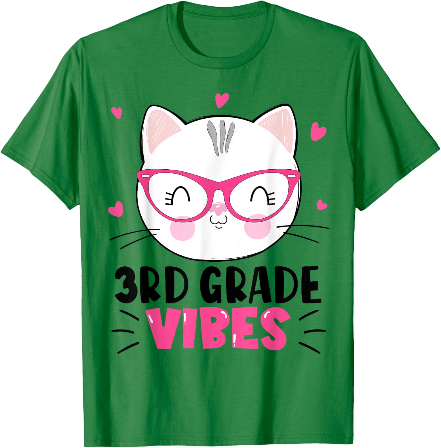 Cute 3rd Grade Vibes Cat Kitten Lover Back To School Girls T-Shirt - T-Shirt | Irish Green