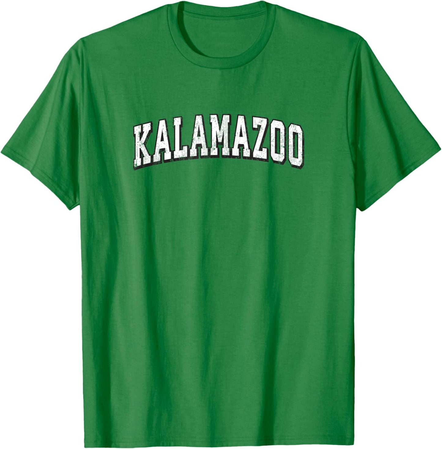 Kalamazoo Michigan Vintage Athletic Sports B&W Print T-Shirt - T-Shirt | Irish Green
