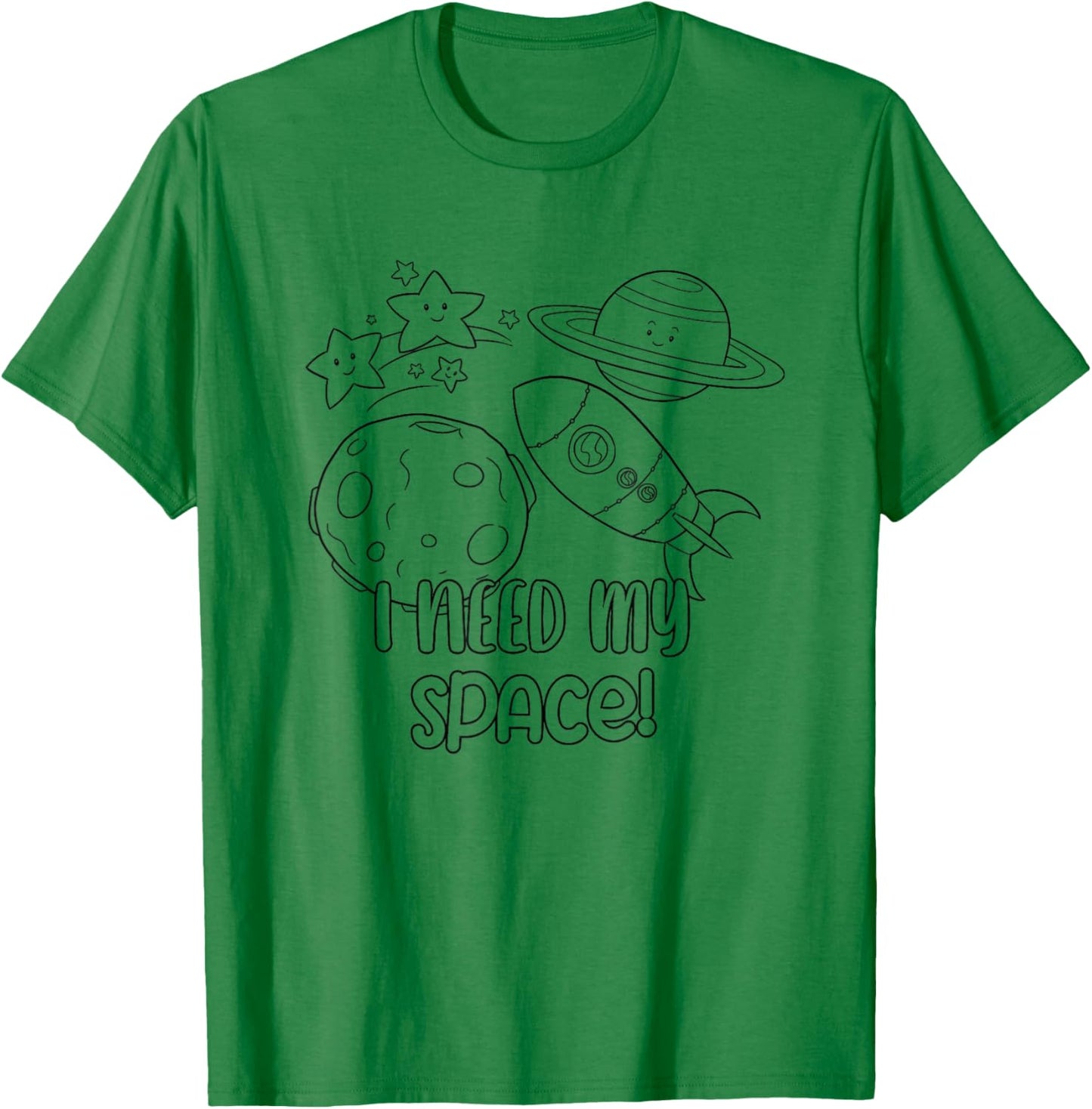 Space Craft Coloring I Need My Color Your own for Kids T-Shirt - T-Shirt | Irish Green