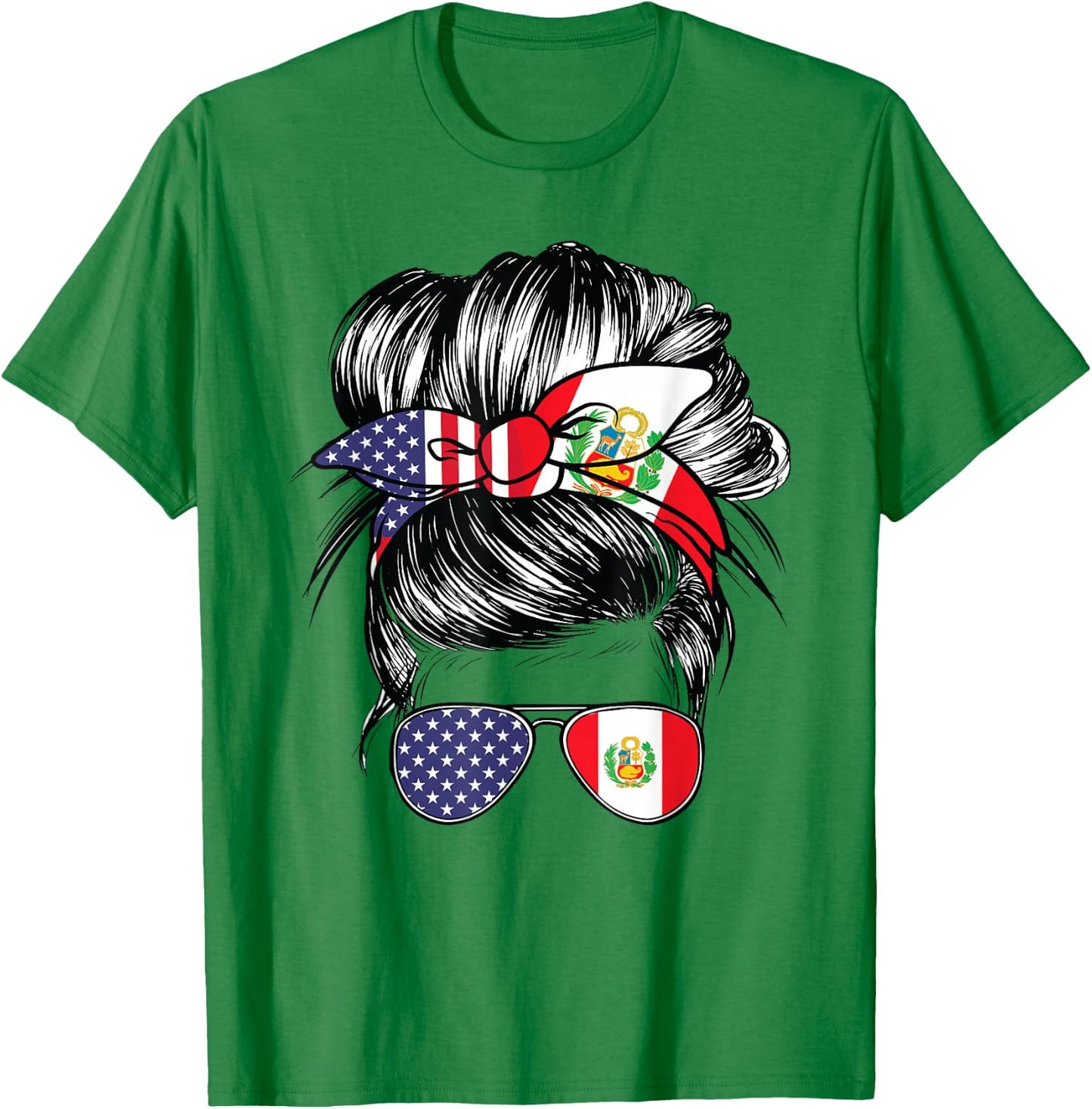 Peru Flag American Women Girl USA Heritage Peruvian T-Shirt - T-Shirt | Irish Green
