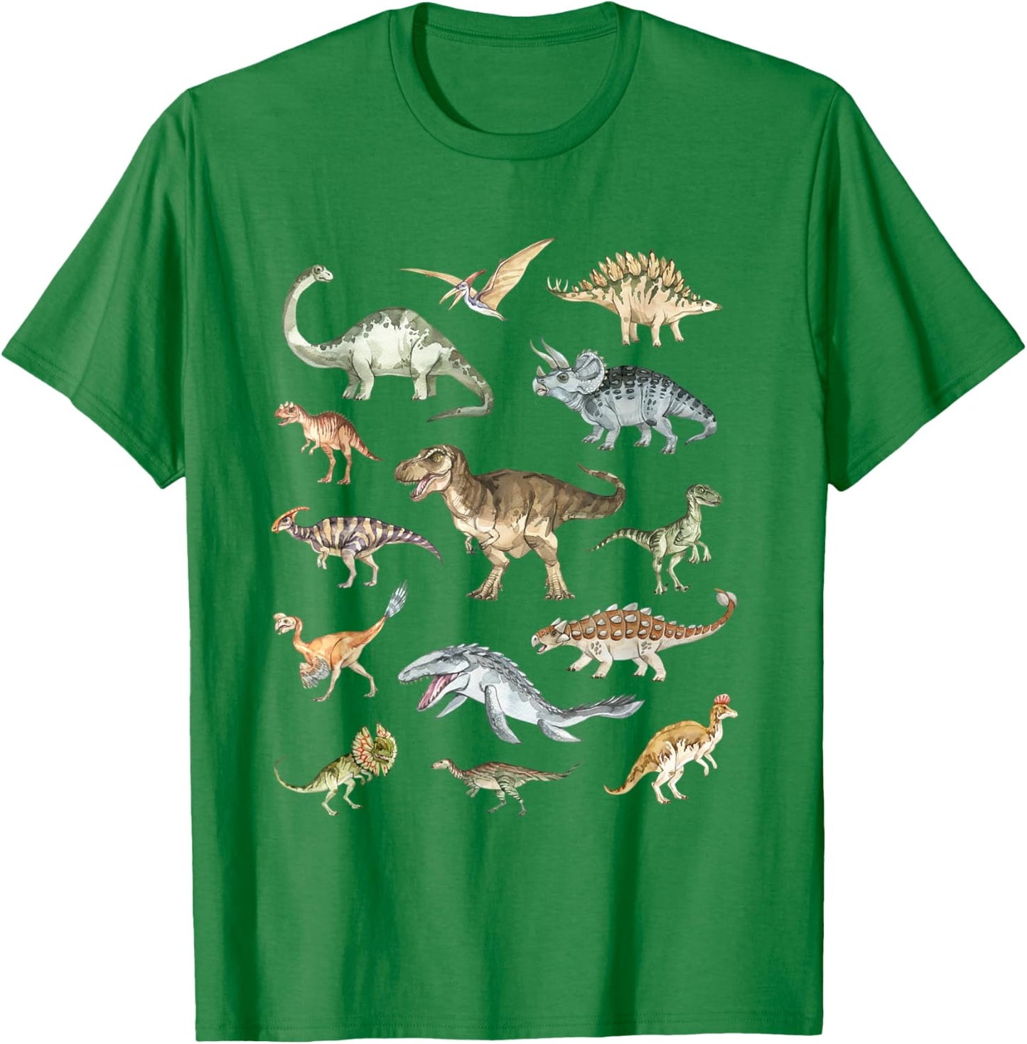 Types Of Dinosaurs Lover Paleontology Trex Velociraptor Kids T-Shirt - T-Shirt | Irish Green