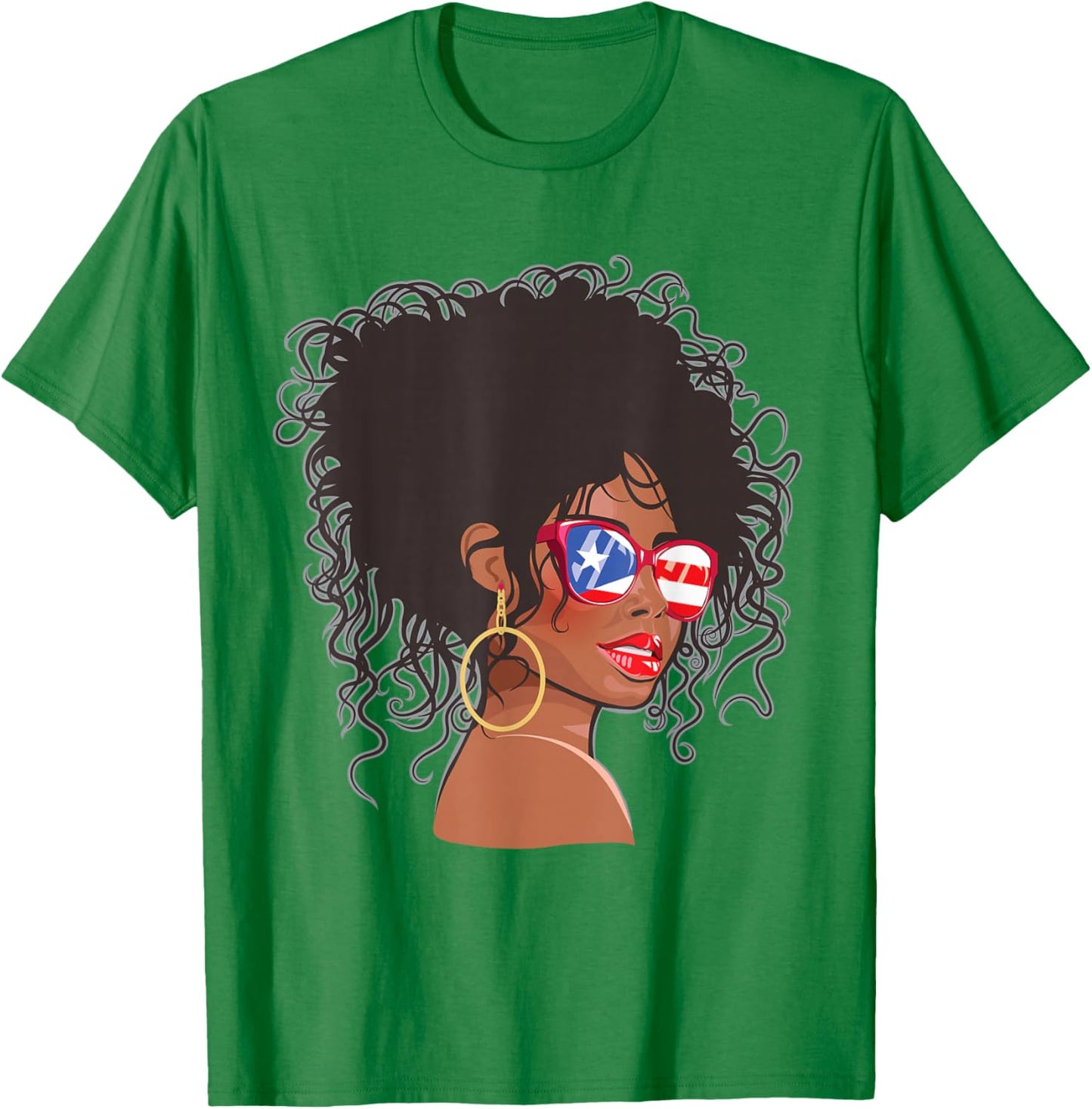 Afro Hair Puerto Rico Women Black Melanin Queen T-Shirt - T-Shirt | Irish Green