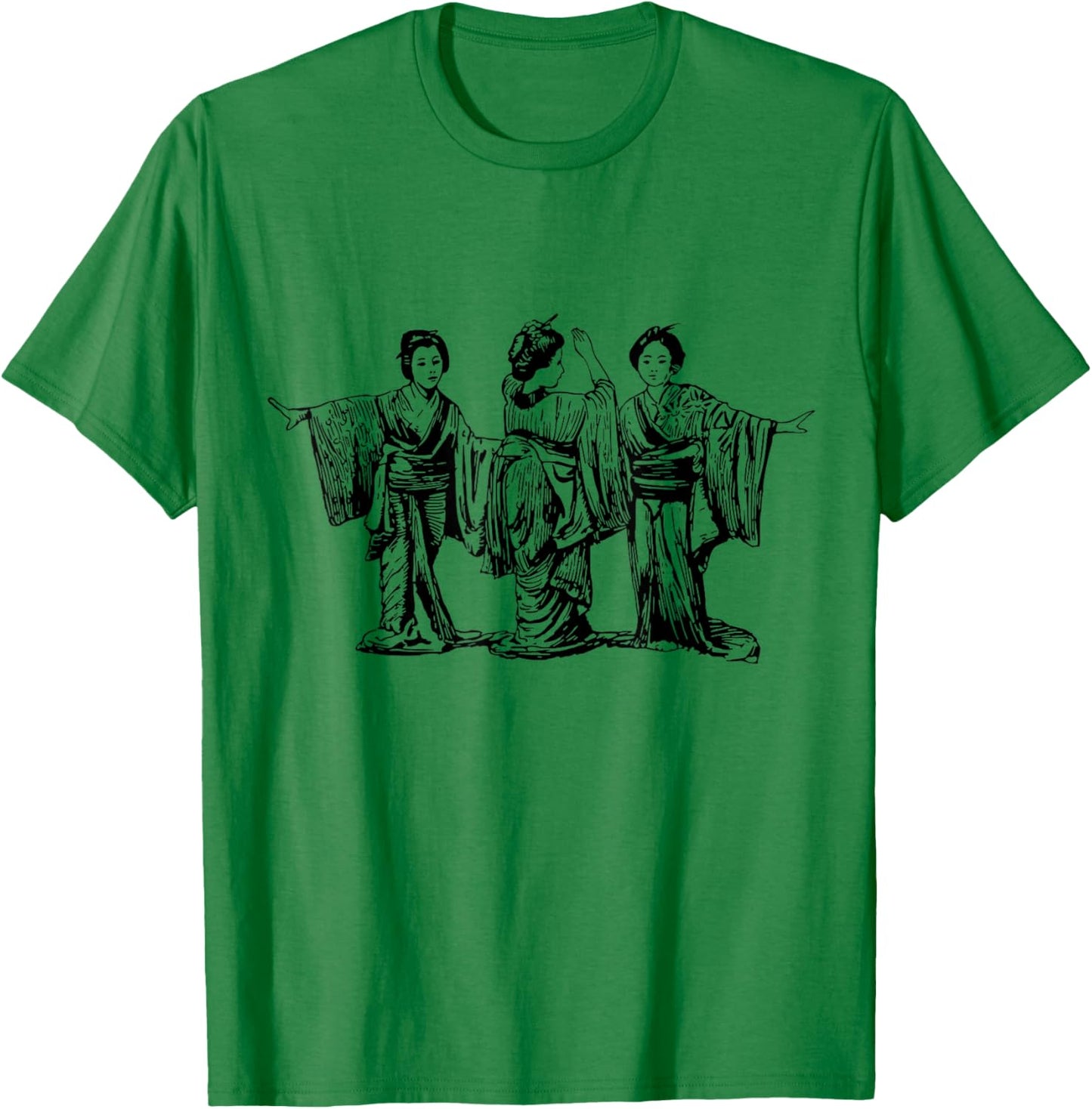 Antique Illustration Of 3 Japanese Geishas Timeless Elegance T-Shirt - T-Shirt | Irish Green