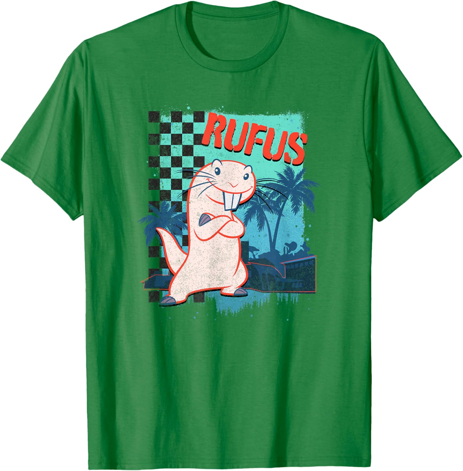 Disney Kim Possible Rufus Checkered Beach Poster T-Shirt - T-Shirt | Irish Green