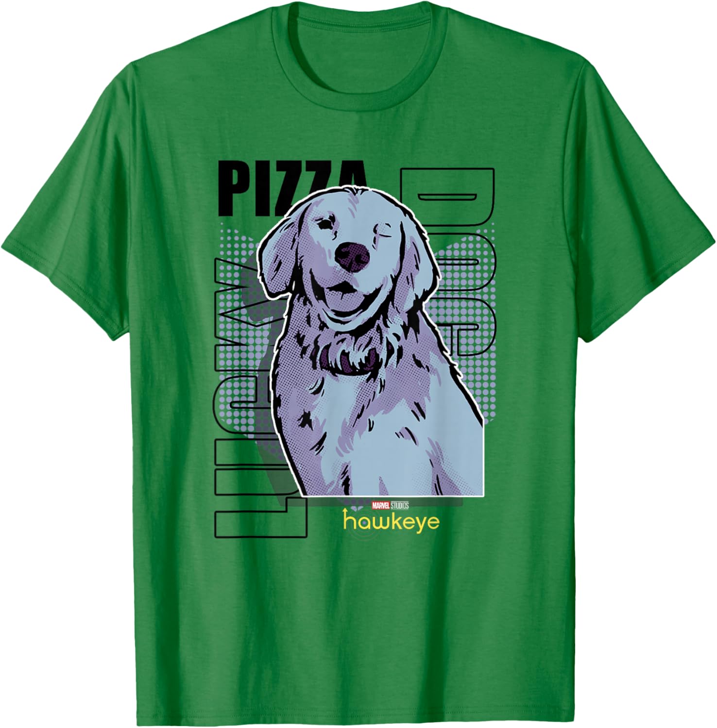 Marvel Hawkeye Disney Plus Lucky Pizza Dog Line Art Poster T-Shirt - T-Shirt | Irish Green