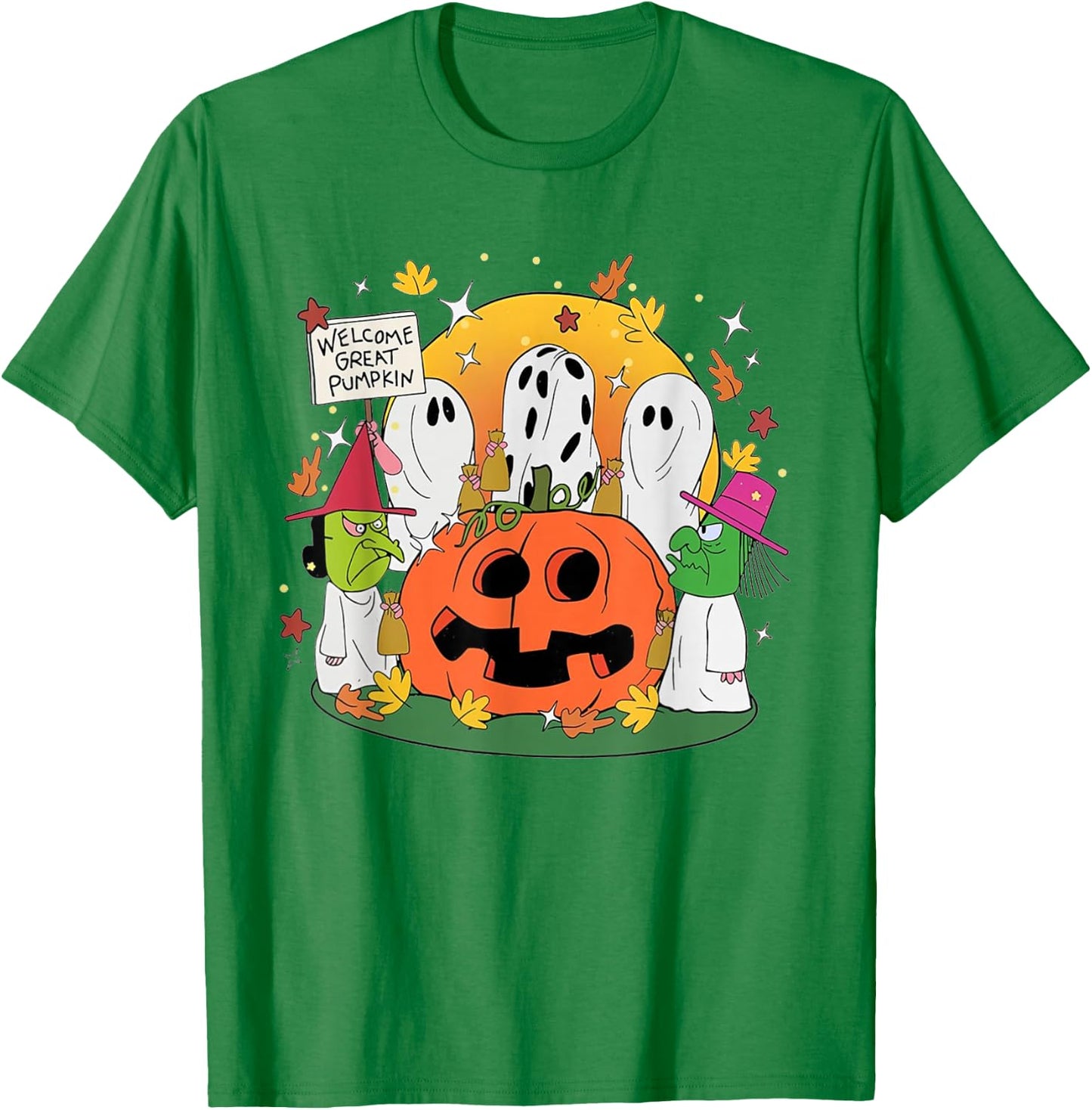 Welcome Great Pumpkin Boo Witch Pumpkin Halloween T-Shirt - T-Shirt | Irish Green