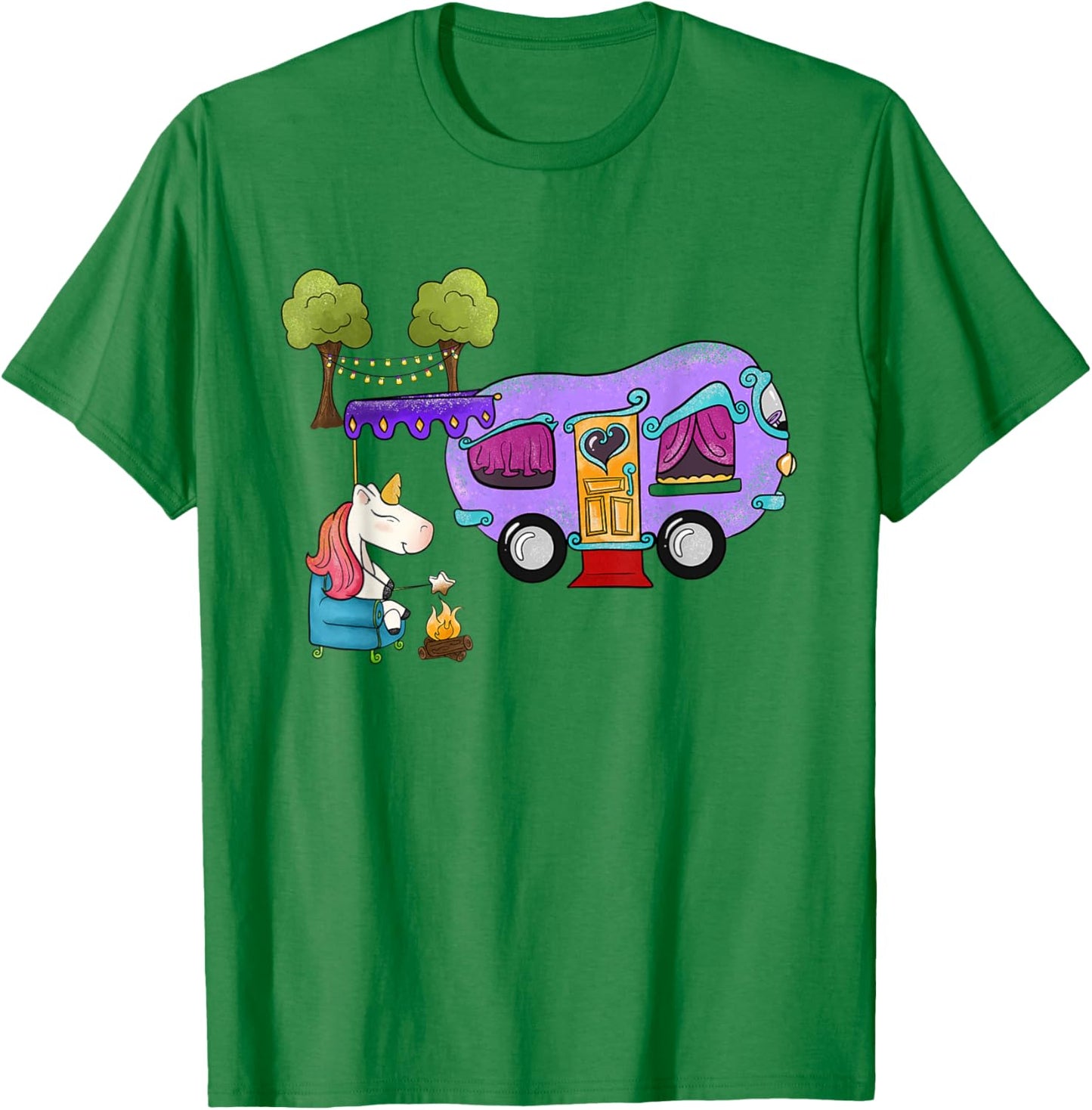 Funny Glamping Bougie Camping Unicorn T-Shirt - T-Shirt | Irish Green