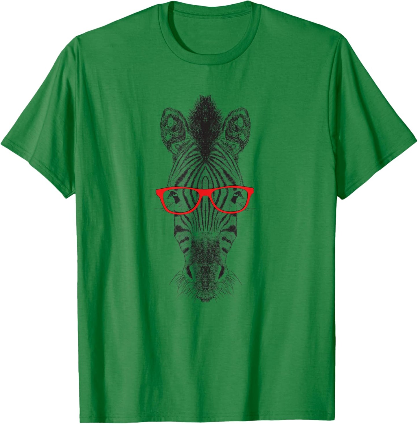 & Funny Wildlife Red Glasses Zebra Lover T-Shirt - T-Shirt | Irish Green