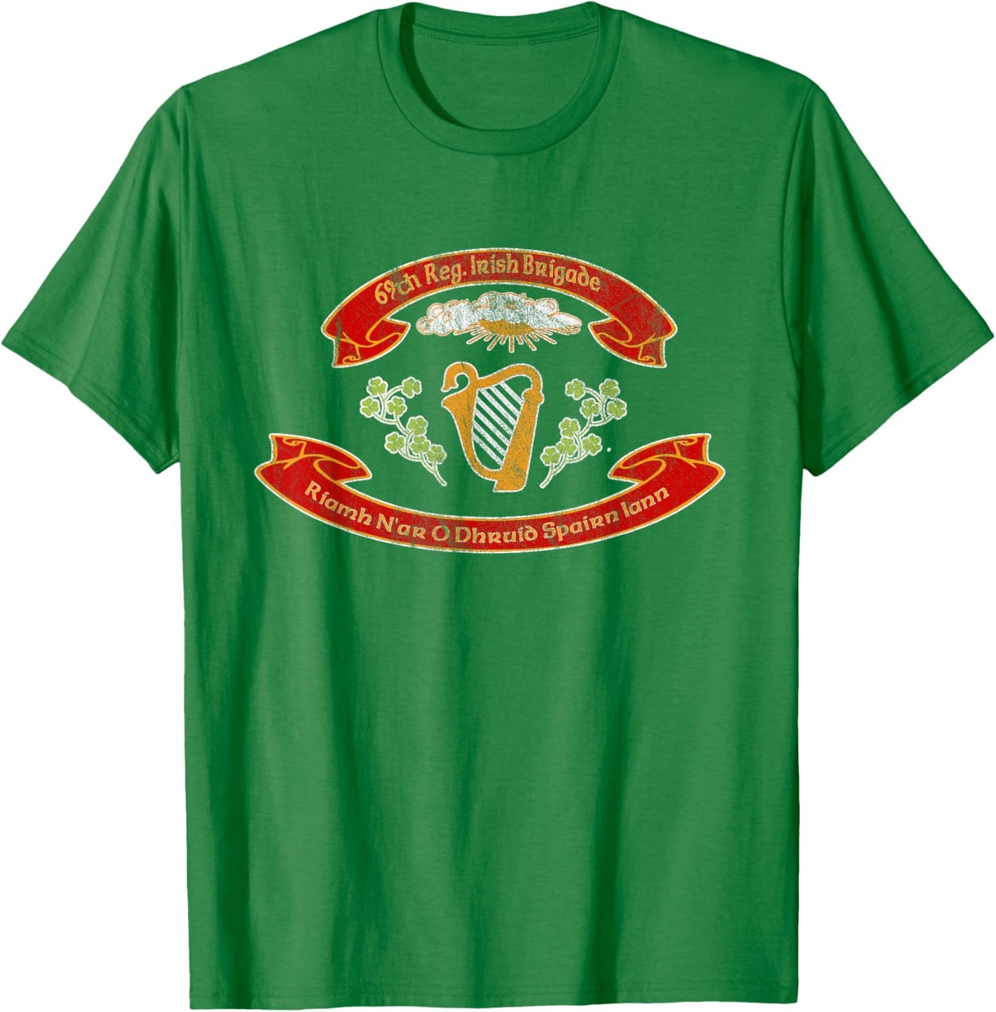 USA Patriotic Gear Vintage Civil War Irish Brigade Flag T-Shirt - T-Shirt | Irish Green
