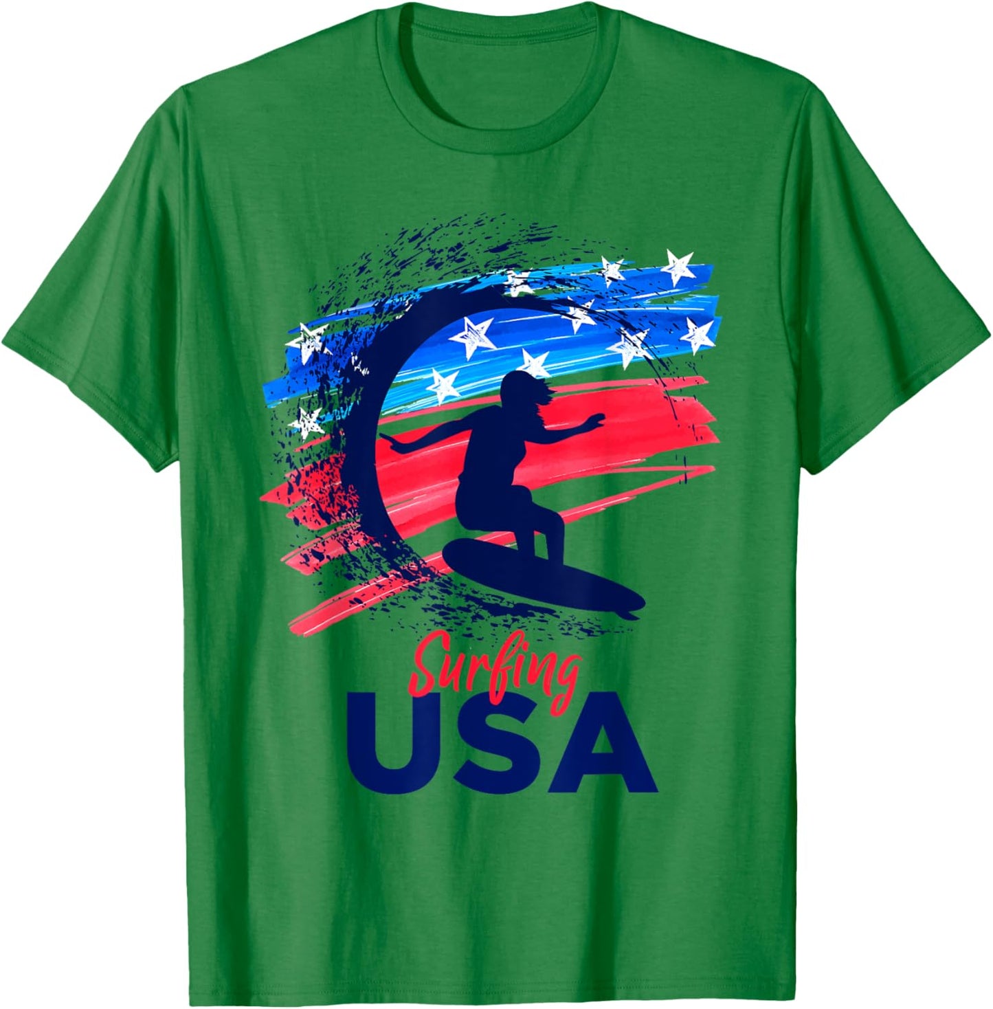 Surfing USA Support the Team Shirt USA Flag T-Shirt - T-Shirt | Irish Green
