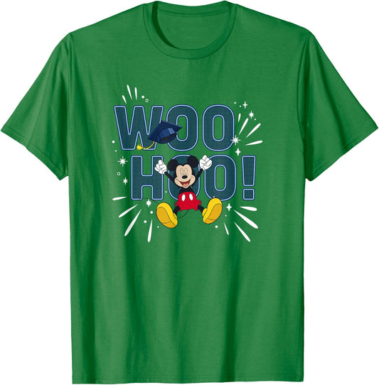 Disney Mickey Mouse Graduation Celebration Woo Hoo! T-Shirt - T-Shirt | Irish Green