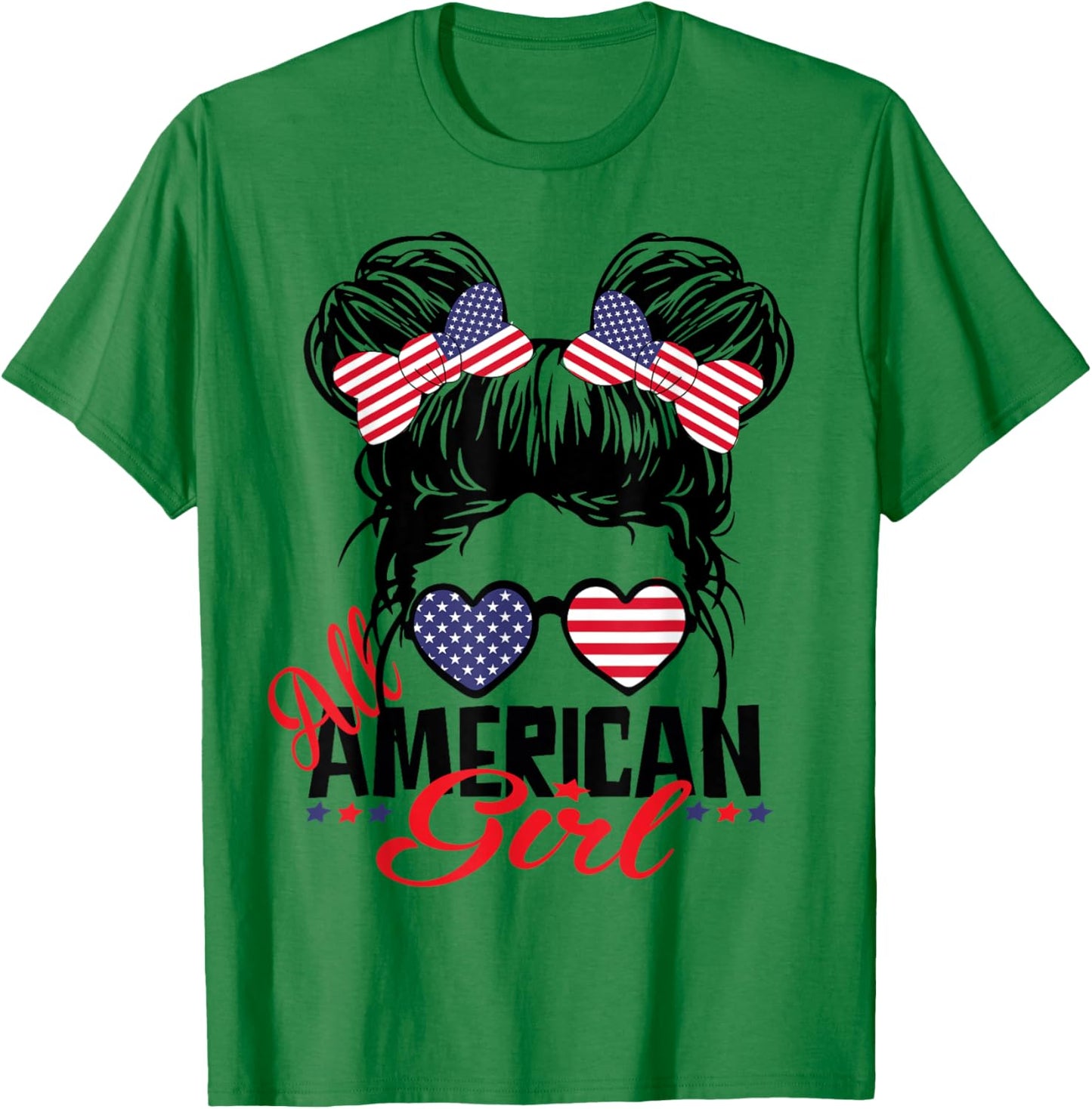 All American Girl Funny Independence 4th of July Patriotic Small T-Shirt - T-Shirt | Irish Green