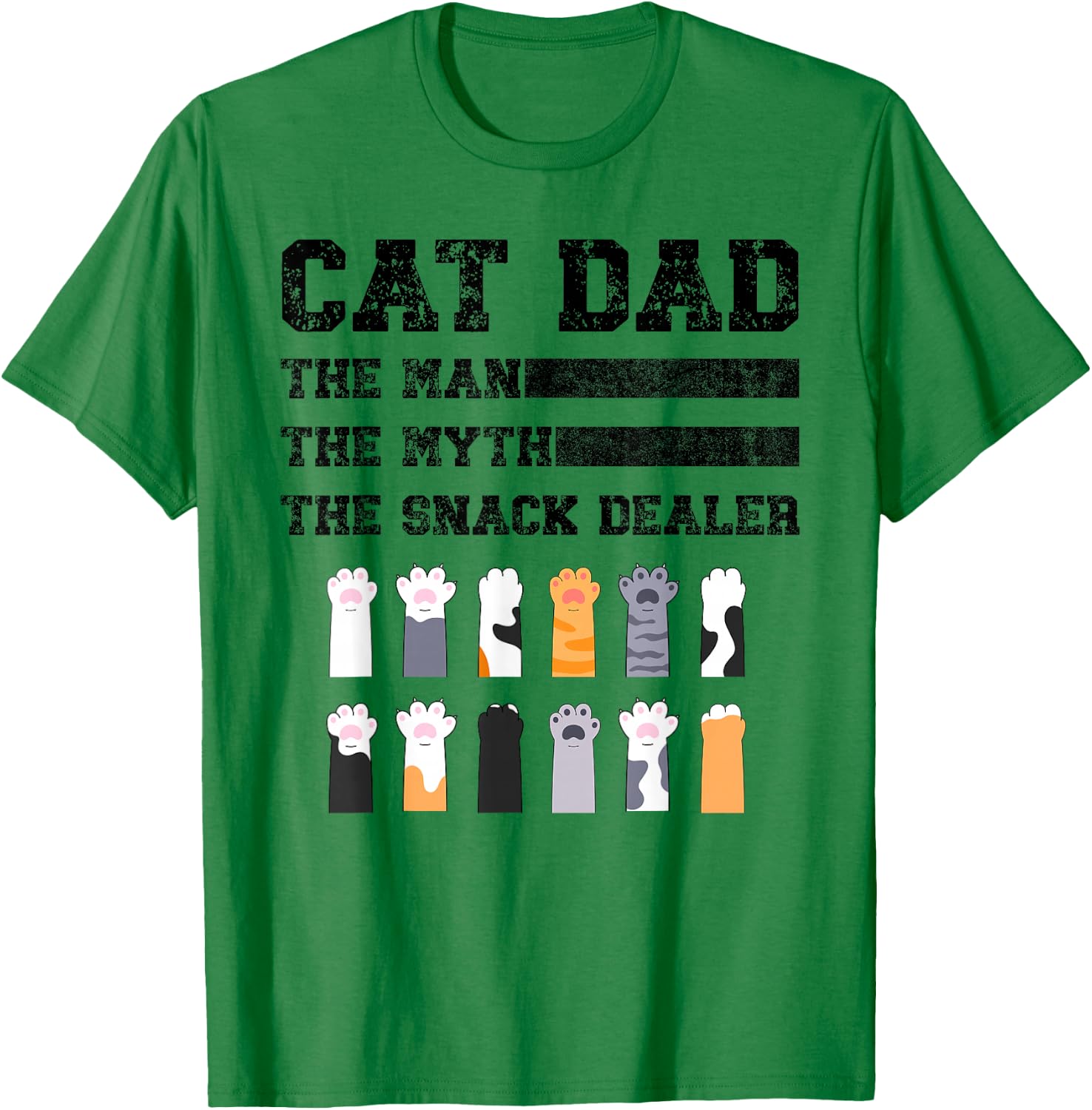 Vintage Cat Dad The Man The Myth Snack Dealer Father Day T-Shirt - T-Shirt | Irish Green