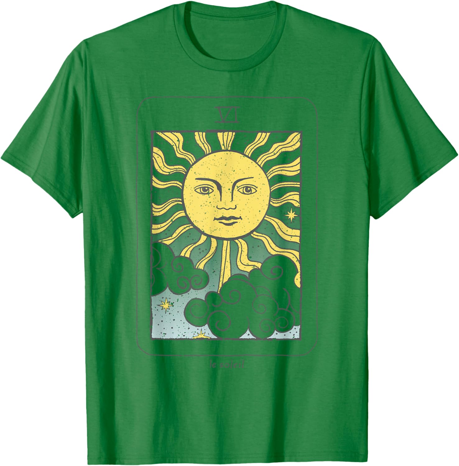 Trendy Le Soleil Sun Clouds Tarot Card T-Shirt - T-Shirt | Irish Green