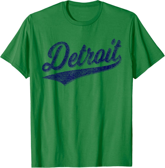 Detroit Varsity Script Classic Sports Jersey Style T-Shirt - T-Shirt | Irish Green