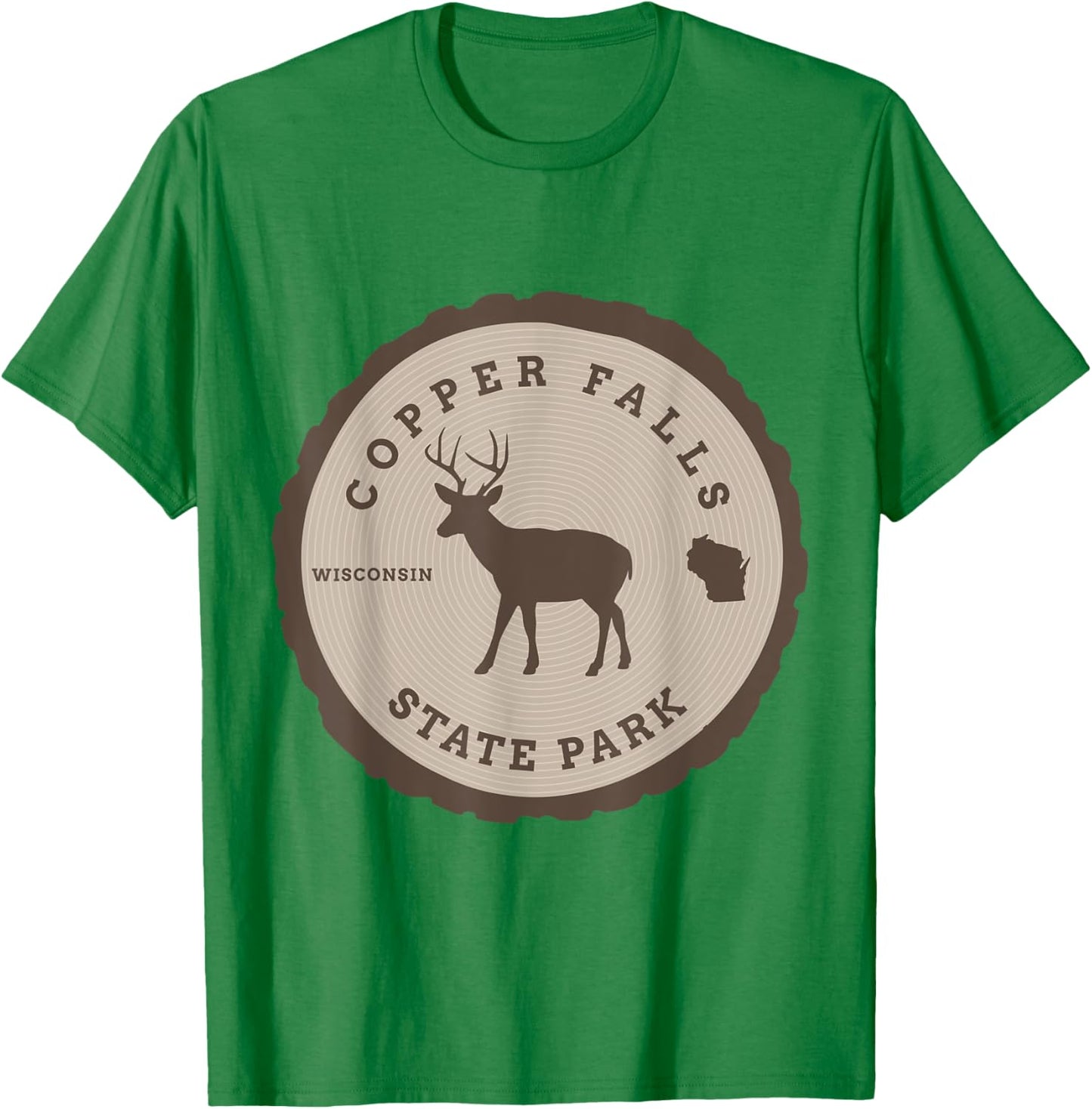 Copper Falls State Park Wisconsin WI Outdoors Deer T-Shirt - T-Shirt | Irish Green