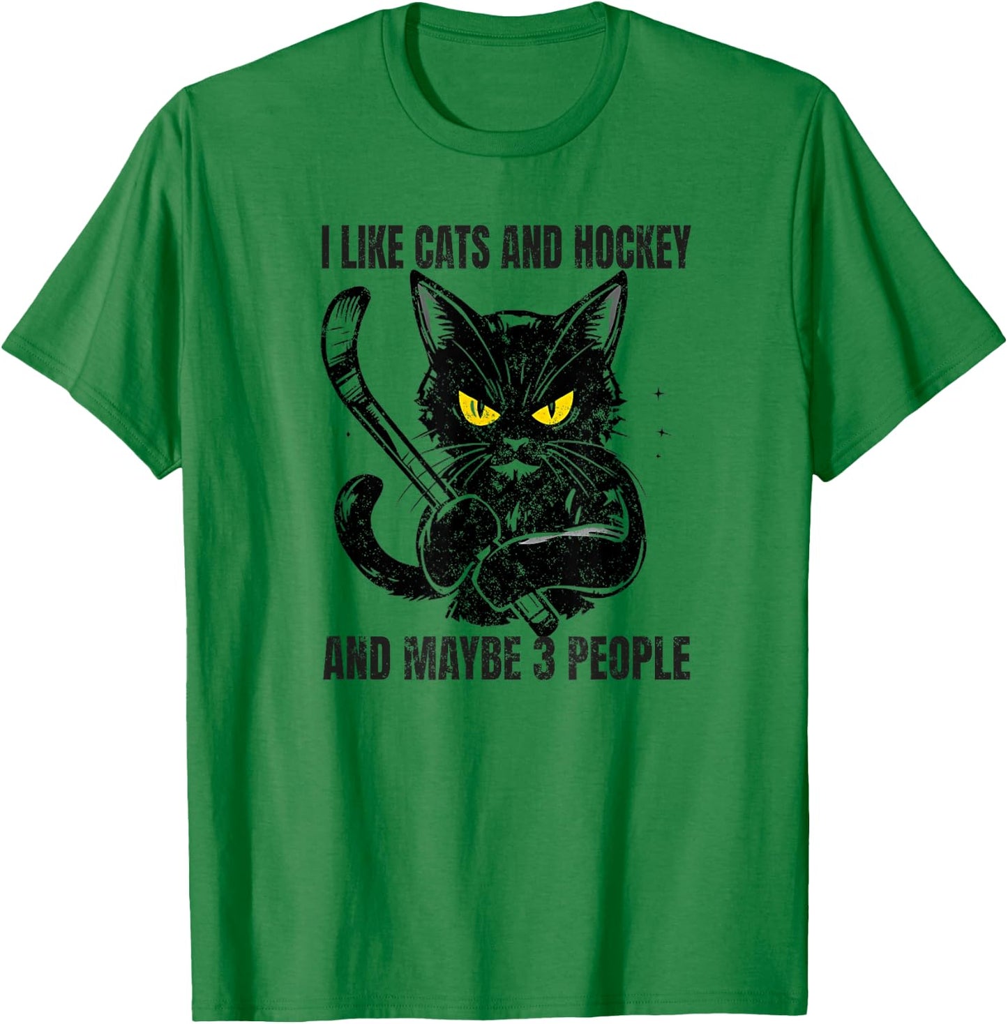 I like cats and hockey and maybe 3 people T-Shirt - T-Shirt | Irish Green