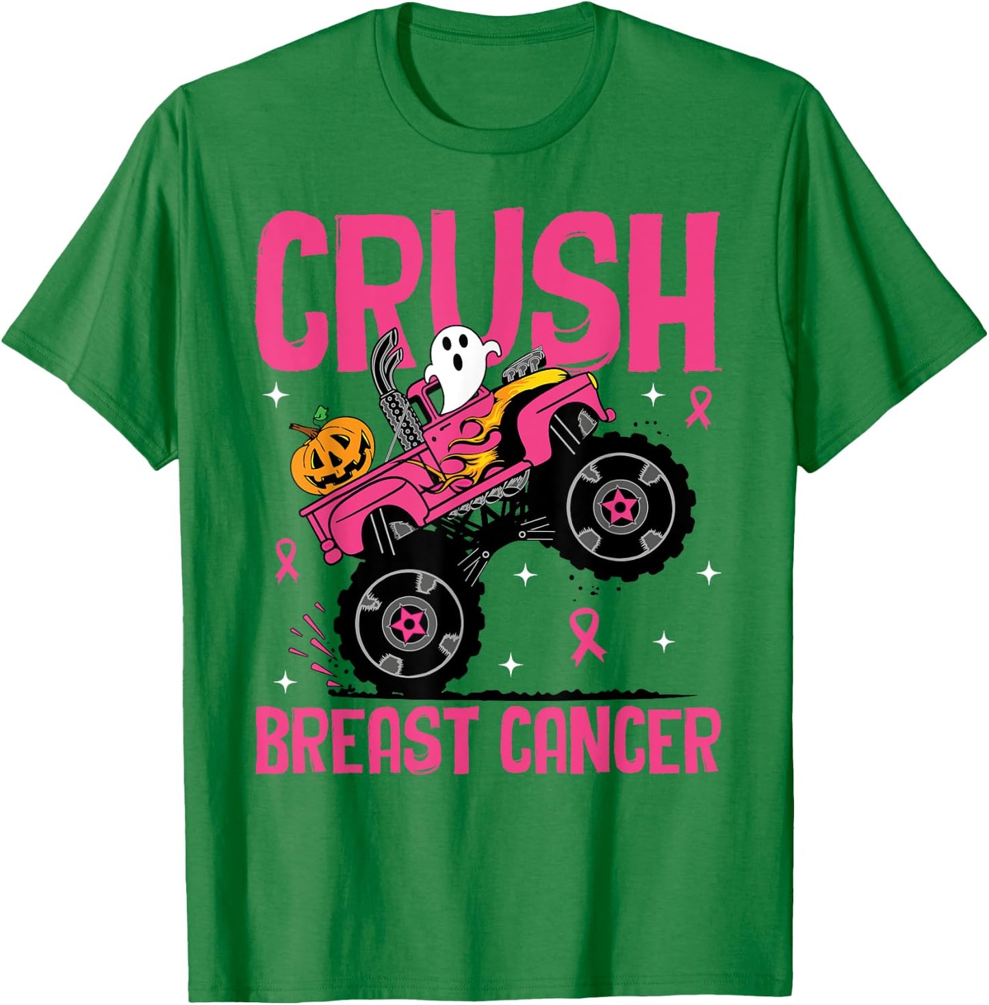 Crush Breast Cancer Awareness Monster Truck Halloween kids T-Shirt - T-Shirt | Irish Green