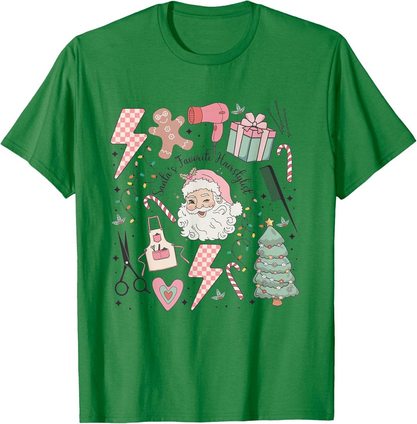Retro Christmas Hairstylist Santas Favorite Hair Stylist T-Shirt - T-Shirt | Irish Green