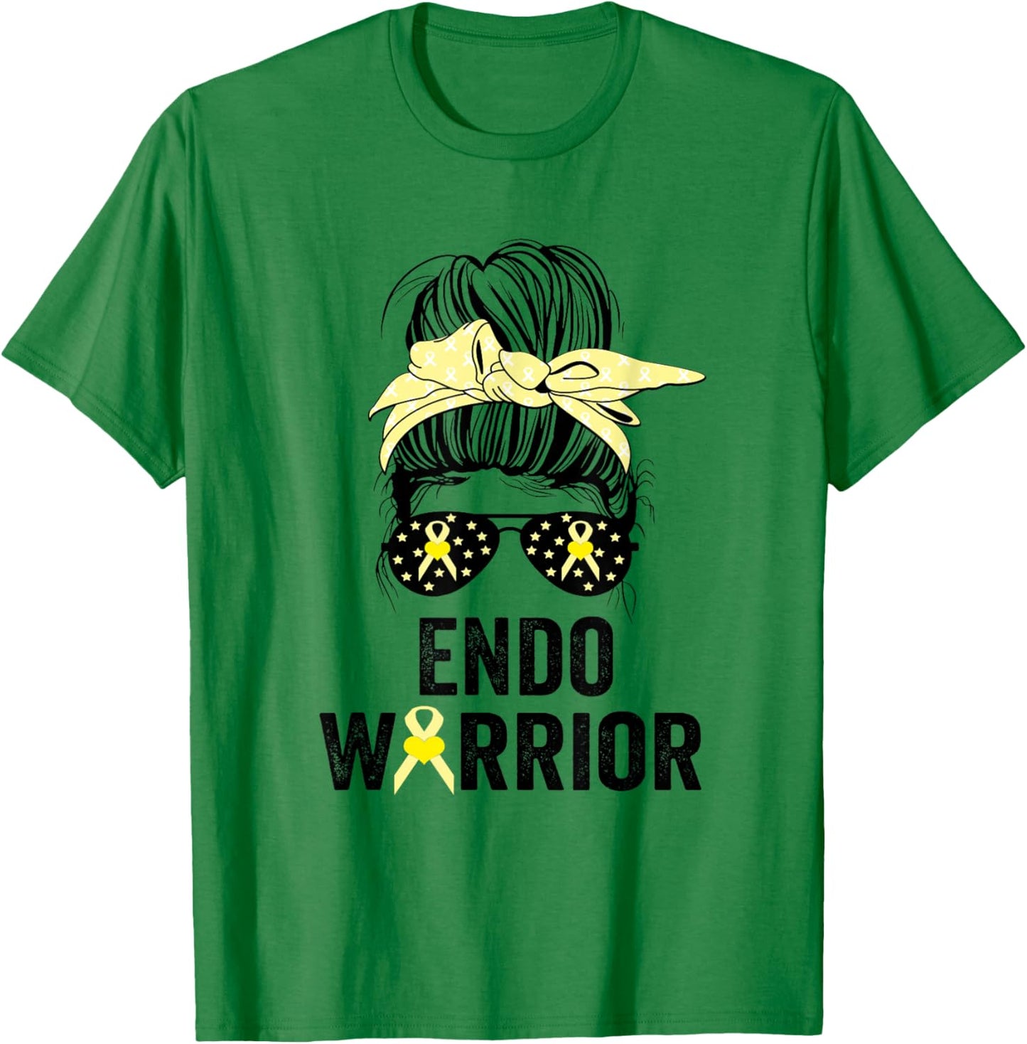 Endo Warrior Endometriosis Awareness Month Yellow Ribbon T-Shirt - T-Shirt | Irish Green