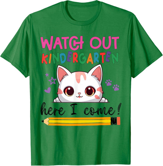 Watch Out Kindergarten Here I Come Girls Back To School T-Shirt - T-Shirt | Irish Green