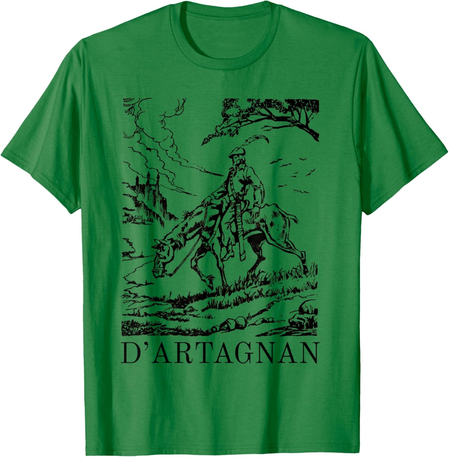 The Three Musketeers D'artagnan Illustration Alexandre Dumas T-Shirt - T-Shirt | Irish Green