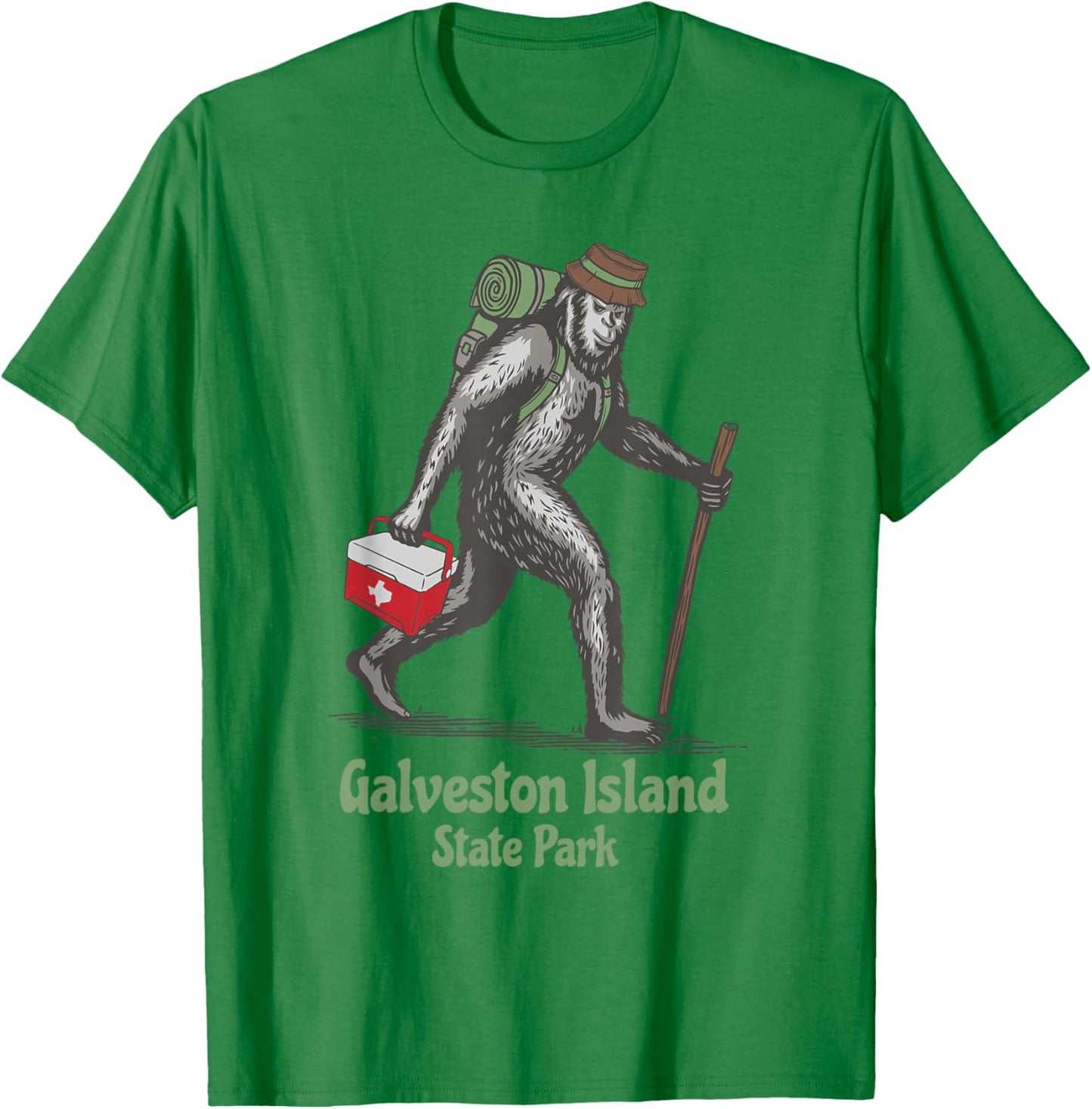 Bigfoot Sighting at Galveston Island State Park Texas T-Shirt - T-Shirt | Irish Green