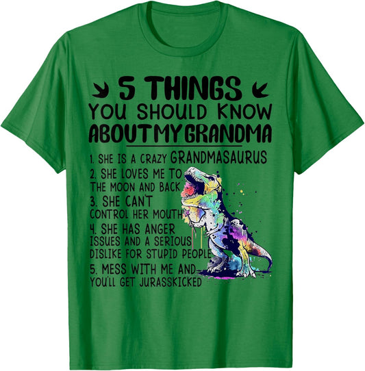 5 Things You Should Know About My Grandma Tie Dye Dinosaur T-Shirt - T-Shirt | Irish Green