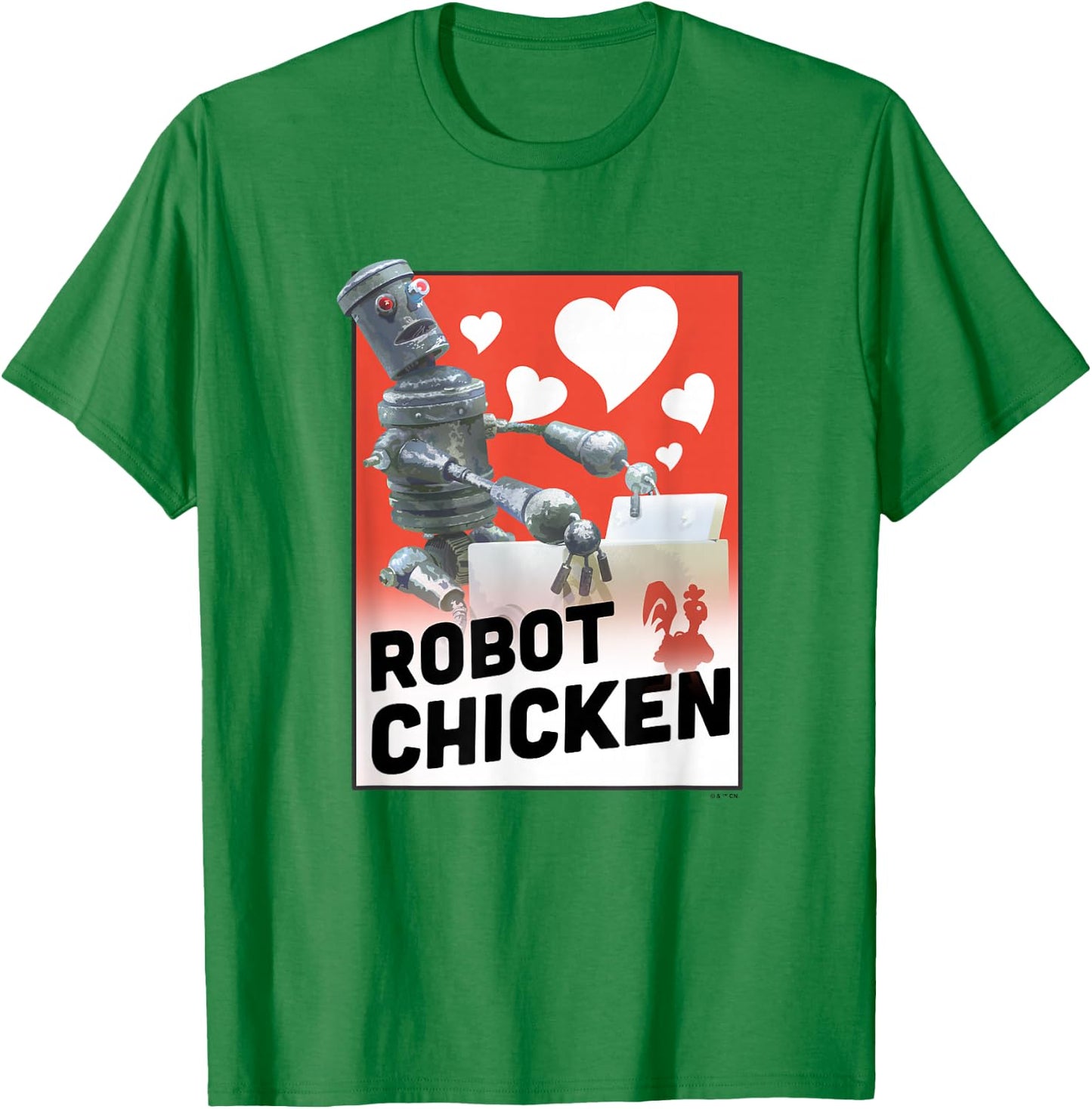Robot Chicken Washing Machine Full Of Hearts Chest Poster T-Shirt - T-Shirt | Irish Green