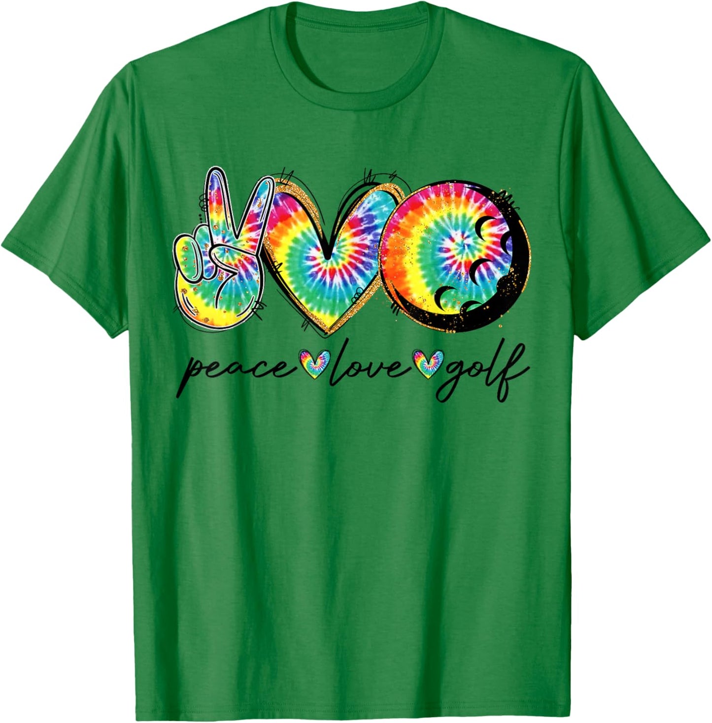 Peace Love Golf Funny Tie Dye Golf Lovers T-Shirt - T-Shirt | Irish Green