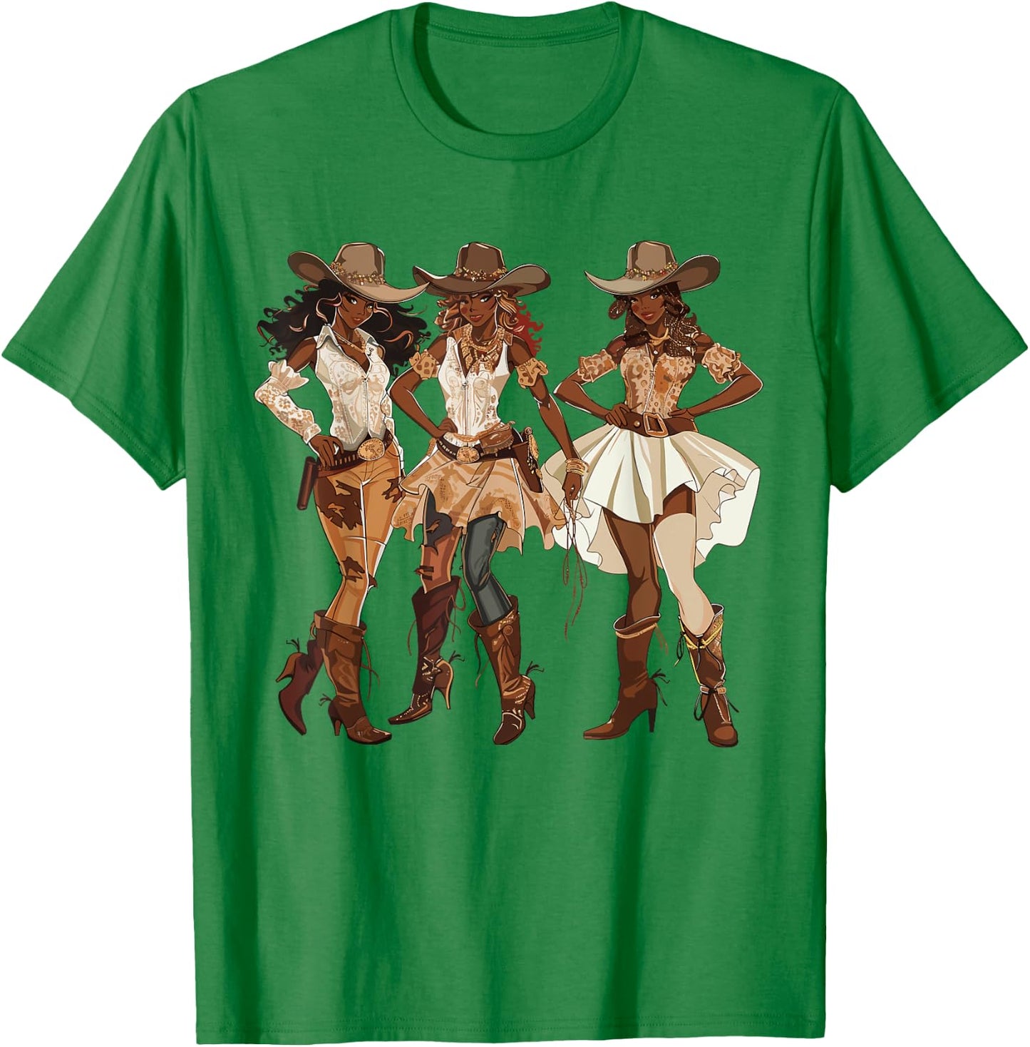 Black African American Cowgirl Western Country Texas Rodeo T-Shirt - T-Shirt | Irish Green